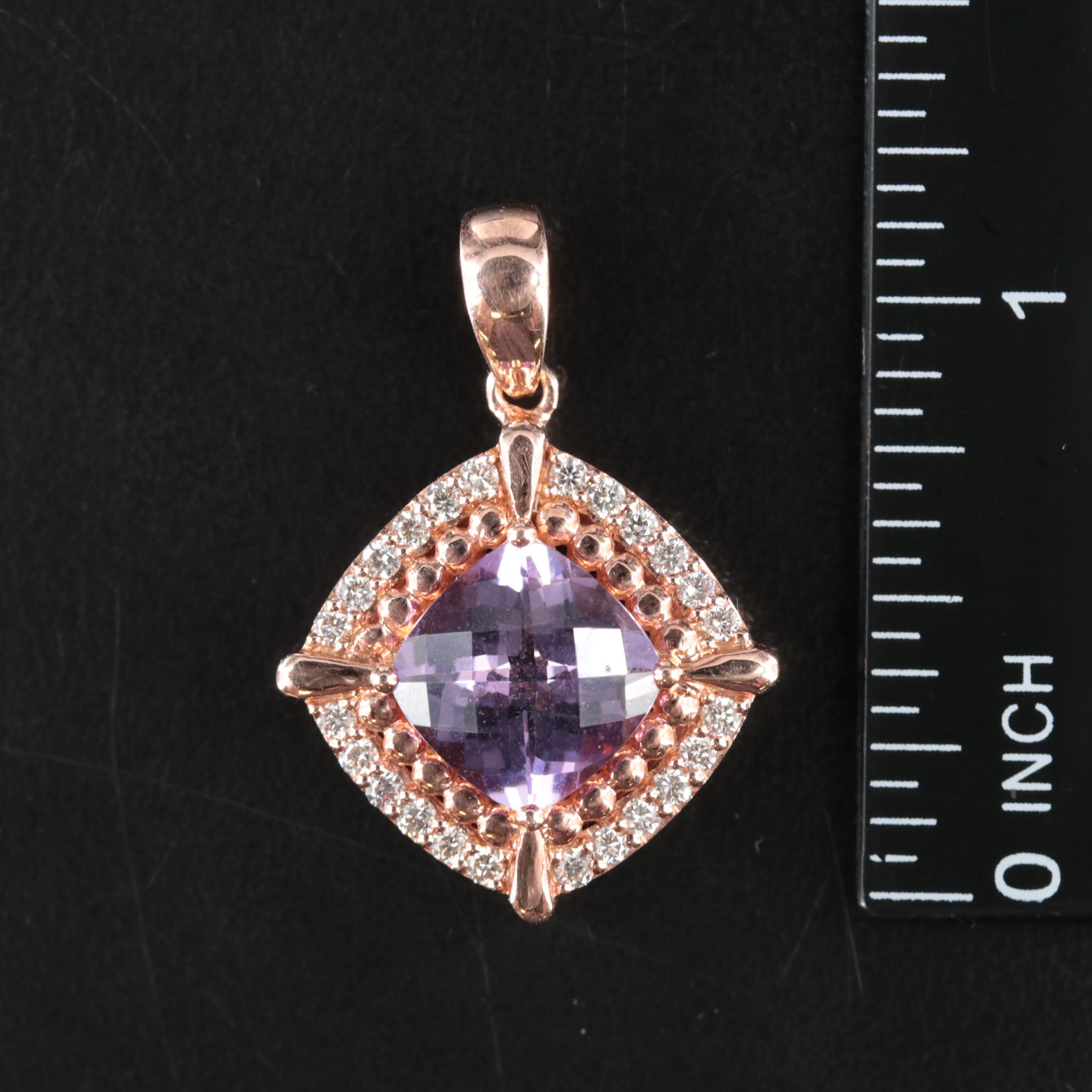 Le Vian 14K Rose Gold Amethyst and Diamond Pendant