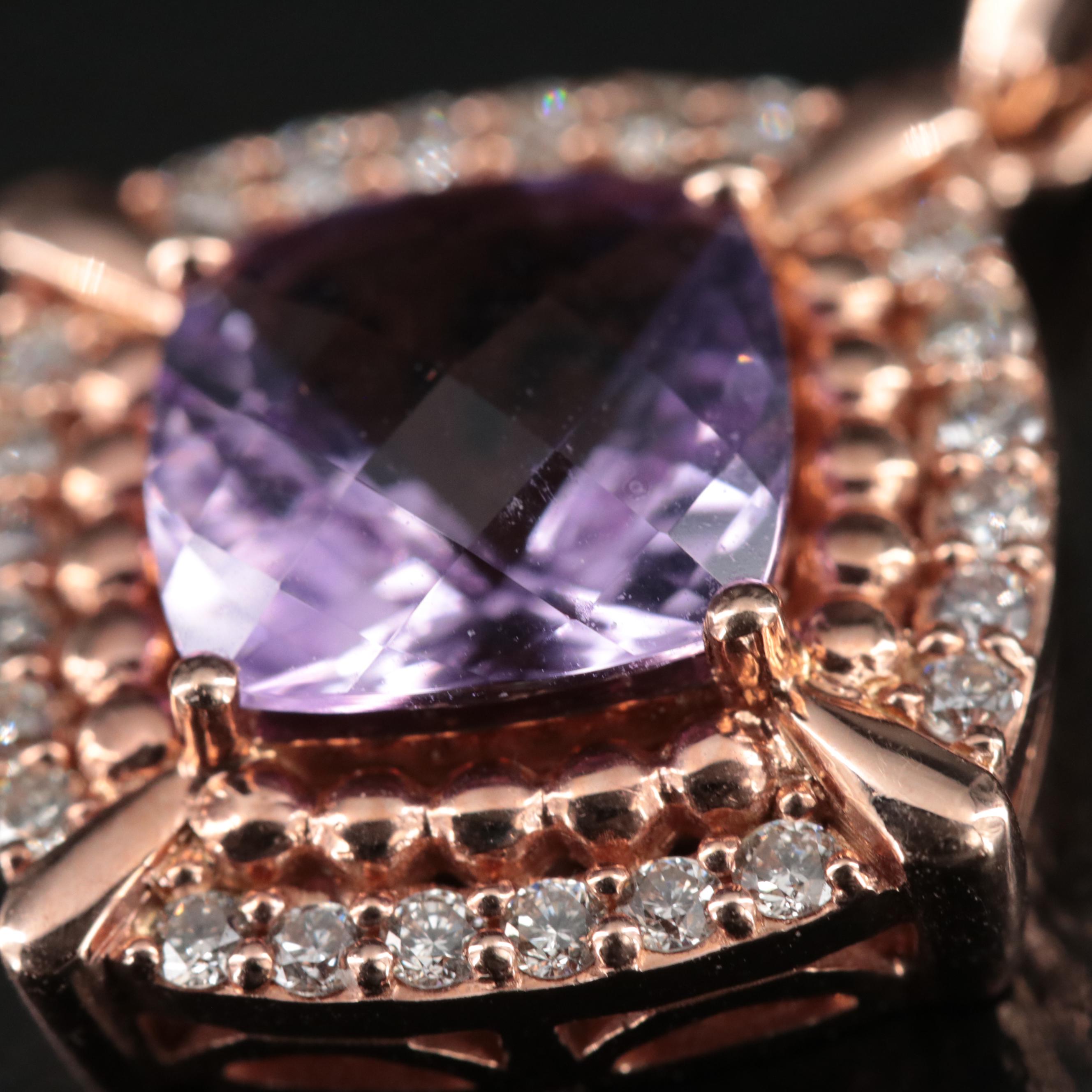 Le Vian 14K Rose Gold Amethyst and Diamond Pendant