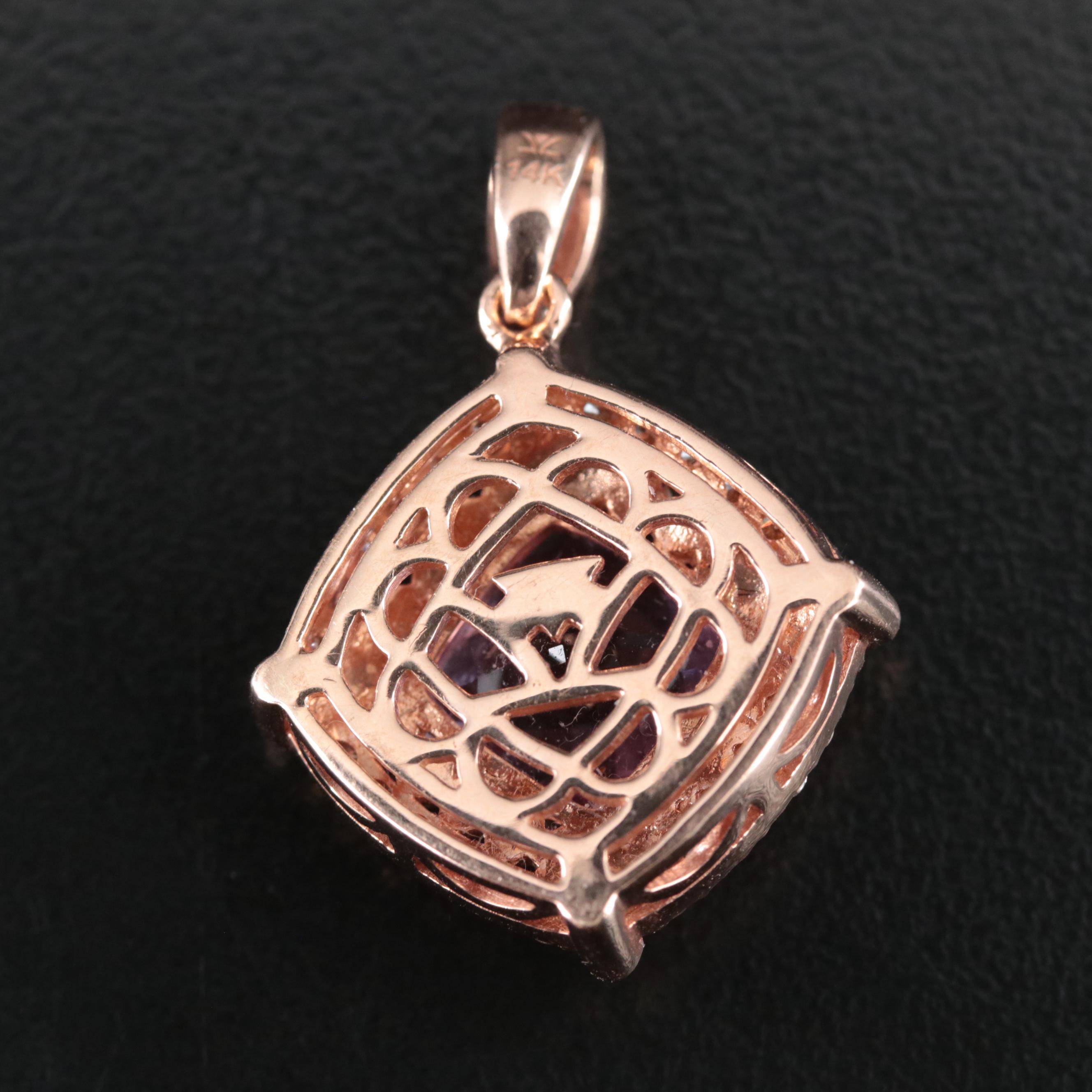 Le Vian 14K Rose Gold Amethyst and Diamond Pendant