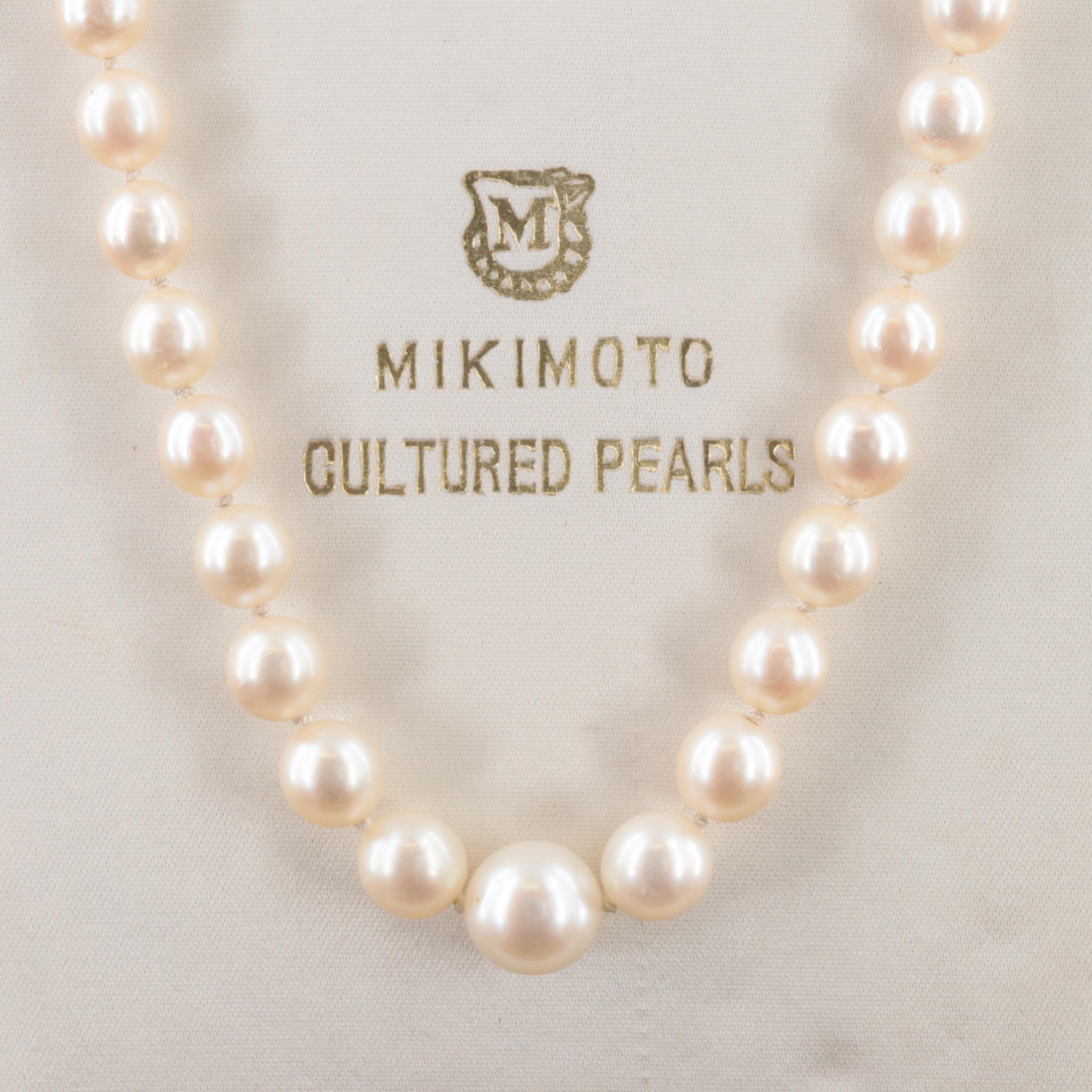 Vintage Mikimoto Pearl Necklace with 10K Clasp