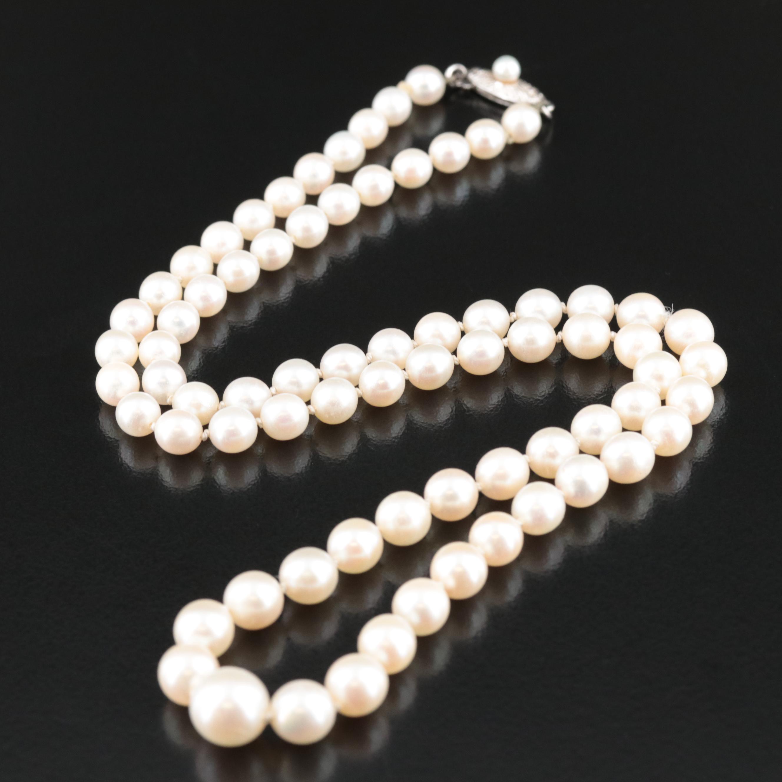 Vintage Mikimoto Pearl Necklace with 10K Clasp