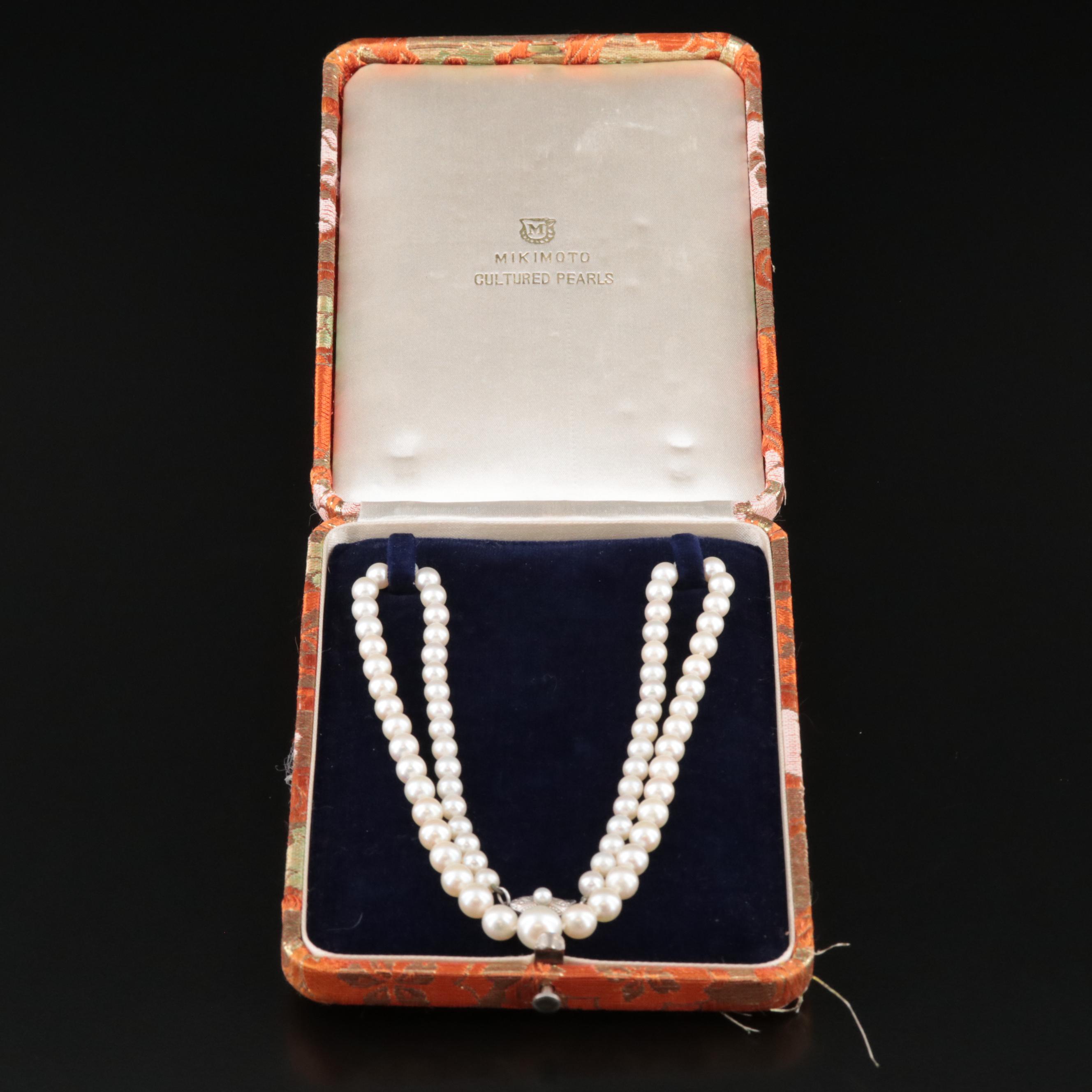 Vintage Mikimoto Pearl Necklace with 10K Clasp