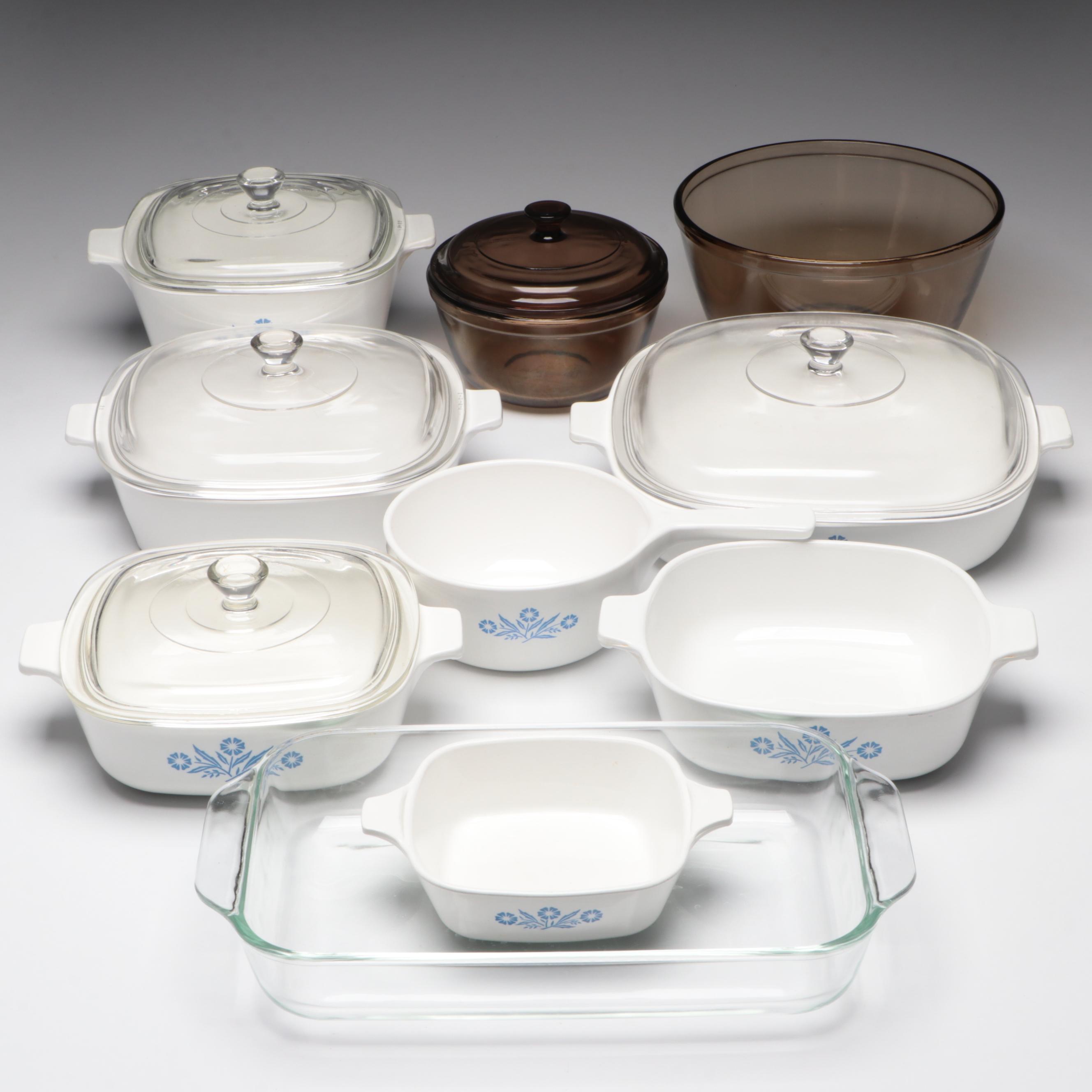 CorningWare "Cornflower Blue" Bakeware, Anchor Hocking Mixing Bowls and Pyrex
