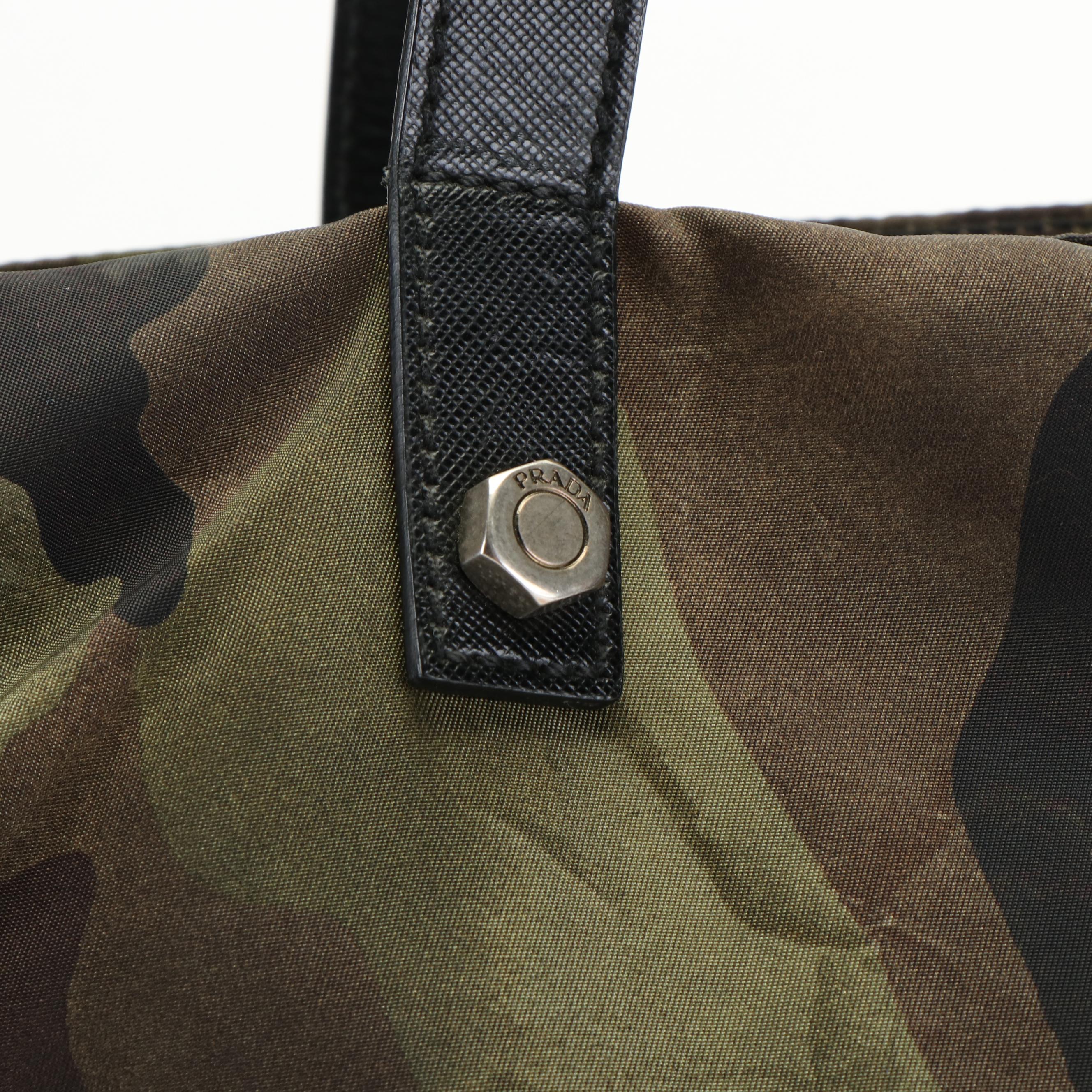 Prada Tessuto Camouflage Convertible Nylon and Leather Tote