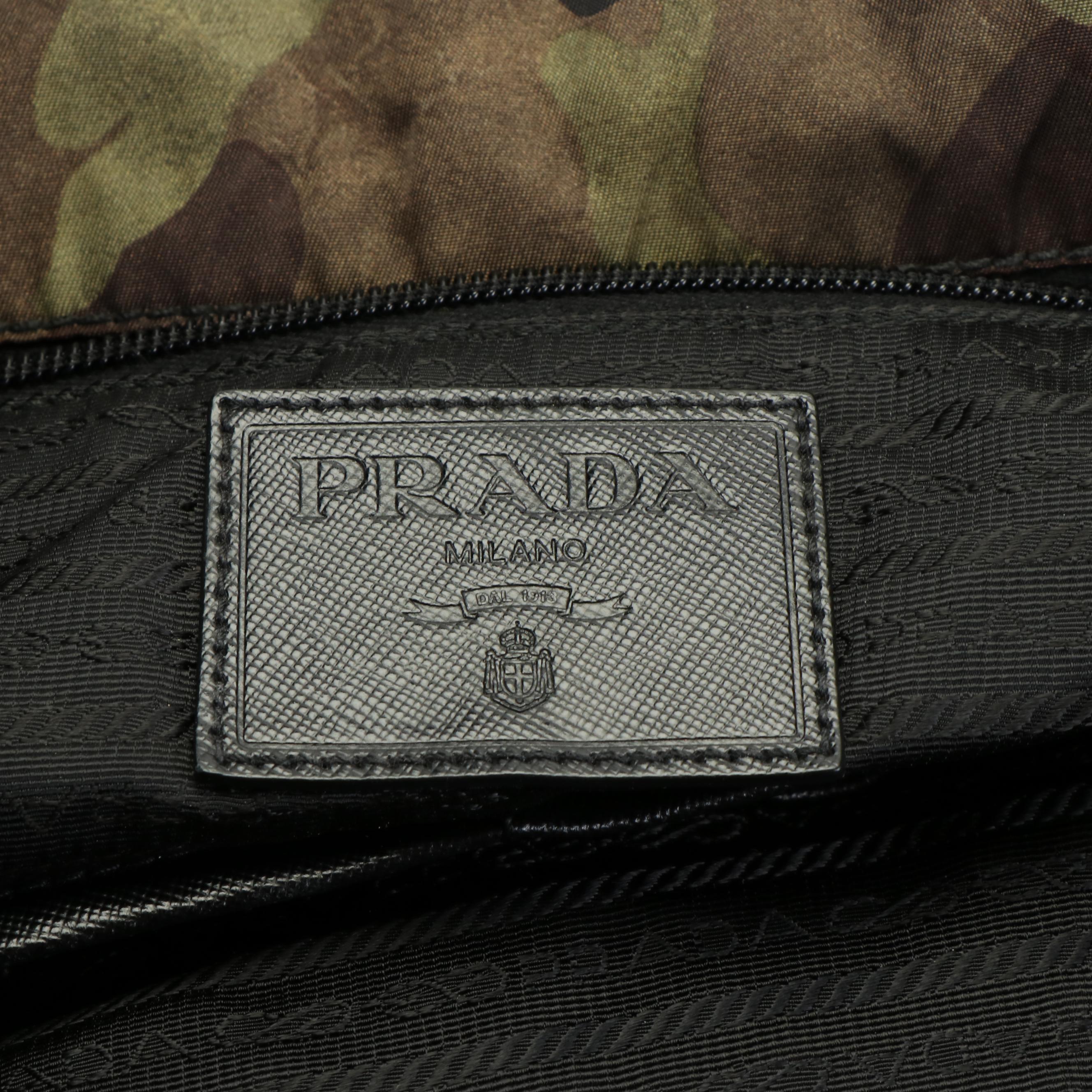 Prada Tessuto Camouflage Convertible Nylon and Leather Tote