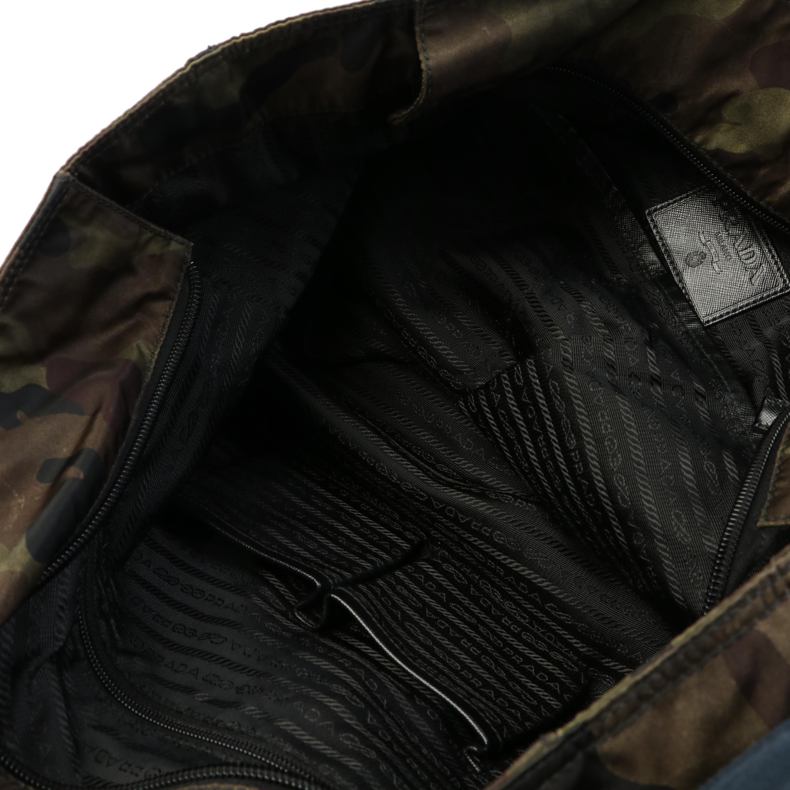 Prada Tessuto Camouflage Convertible Nylon and Leather Tote