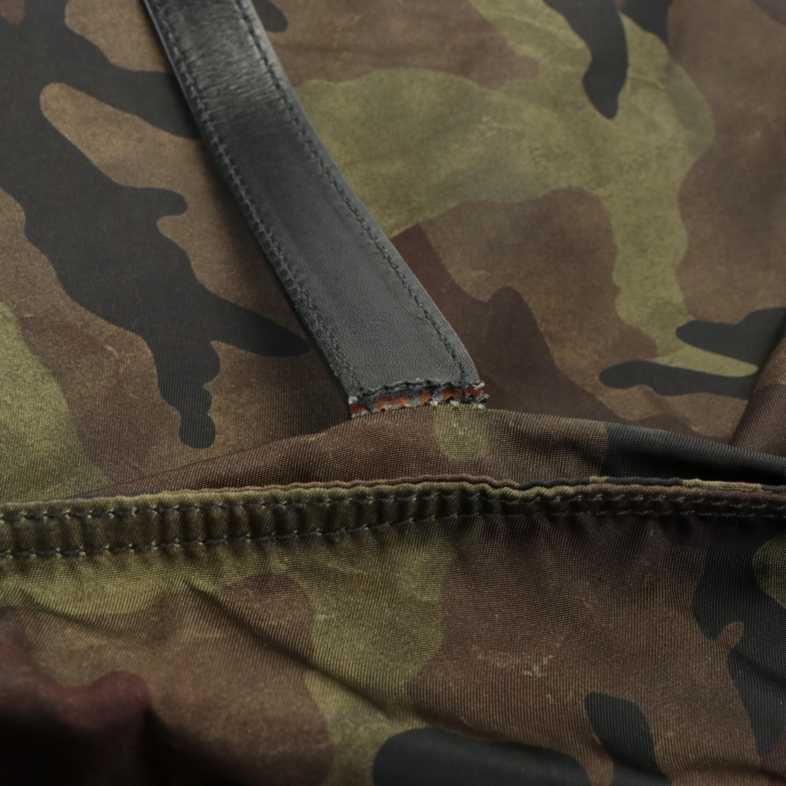 Prada Tessuto Camouflage Convertible Nylon and Leather Tote