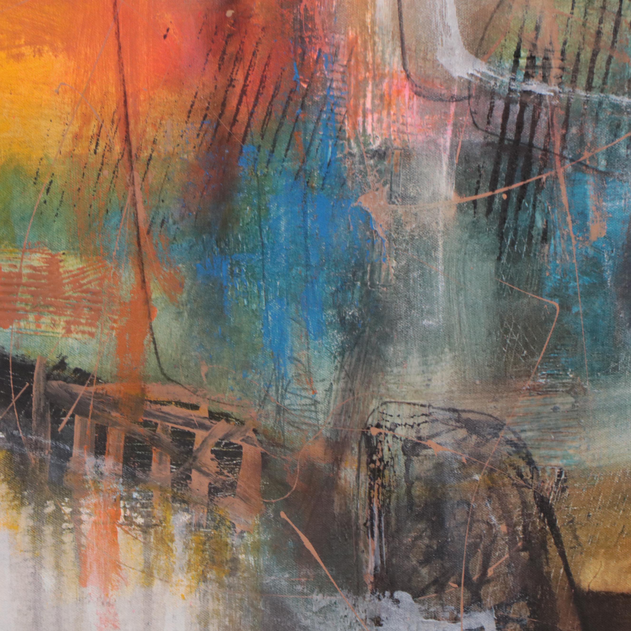 Michel Blázquez Abstract Mixed Media Painting "The Nature Awakens," 2023