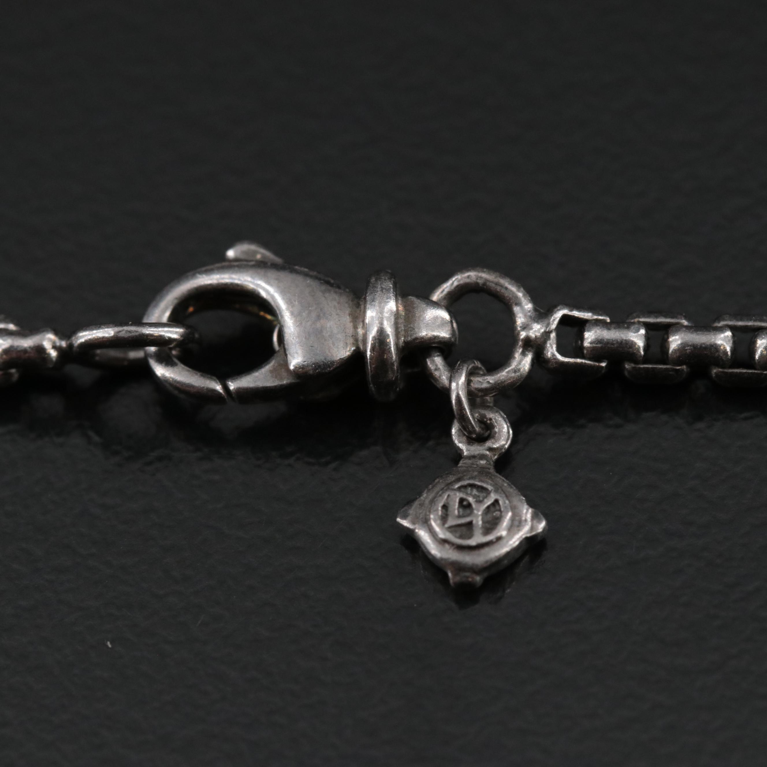 David Yurman Sterling Pearl and Blue Topaz Station Necklace