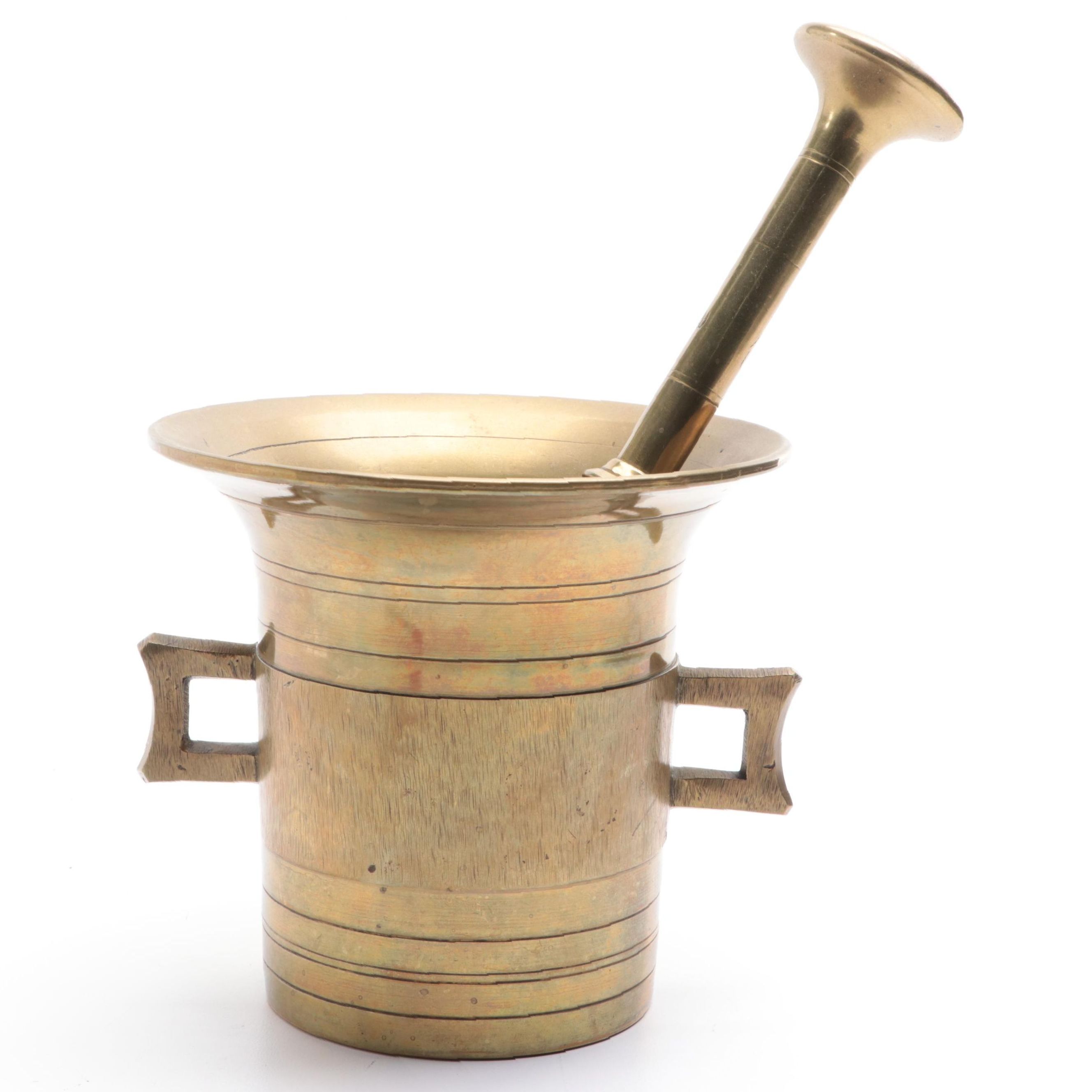 Brass Handled Mortar and Pestle