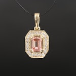 18K 1.15 CTW Diamond Pendant with Fancy Pink Center