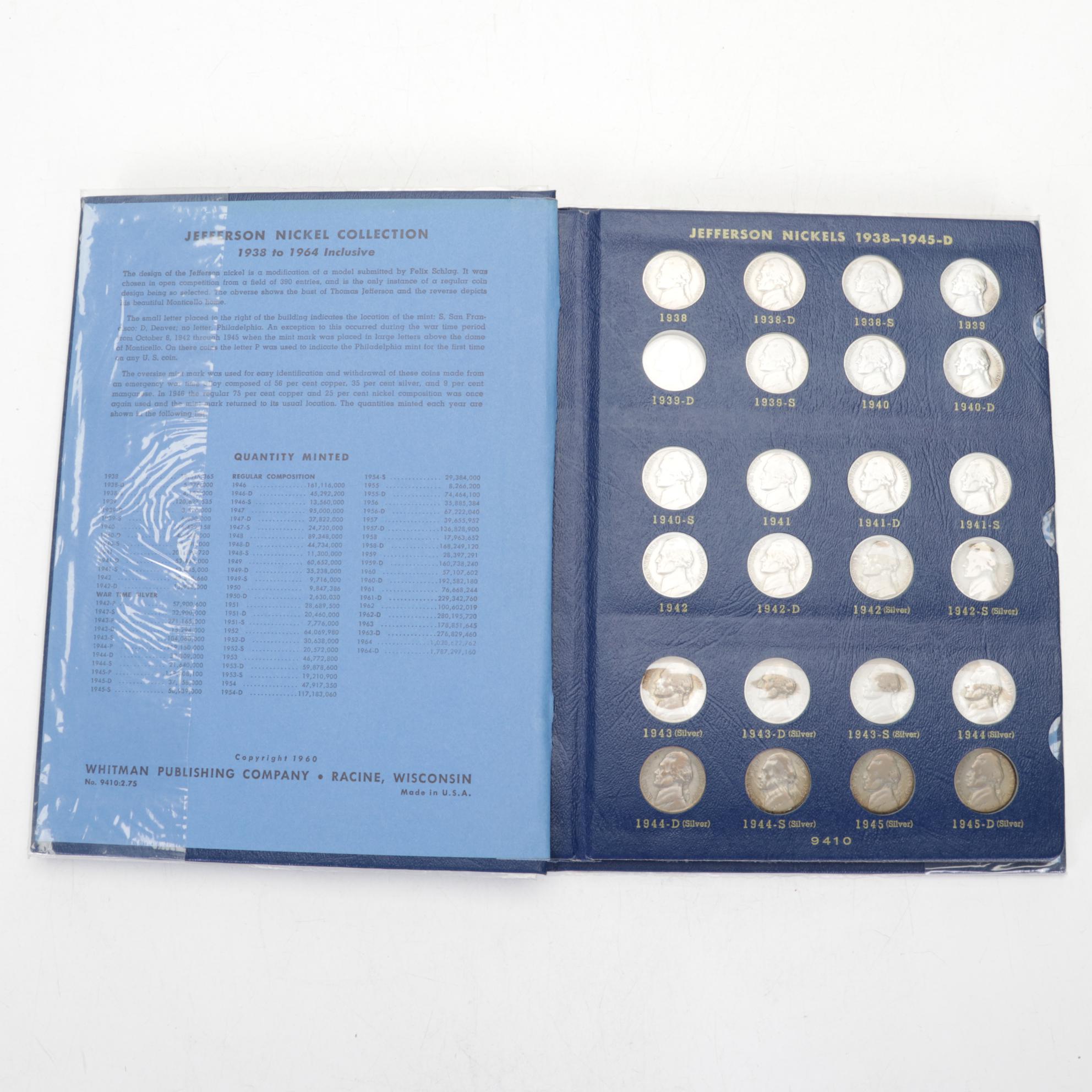 Collection of Jefferson Nickel Folders with Whitman Album