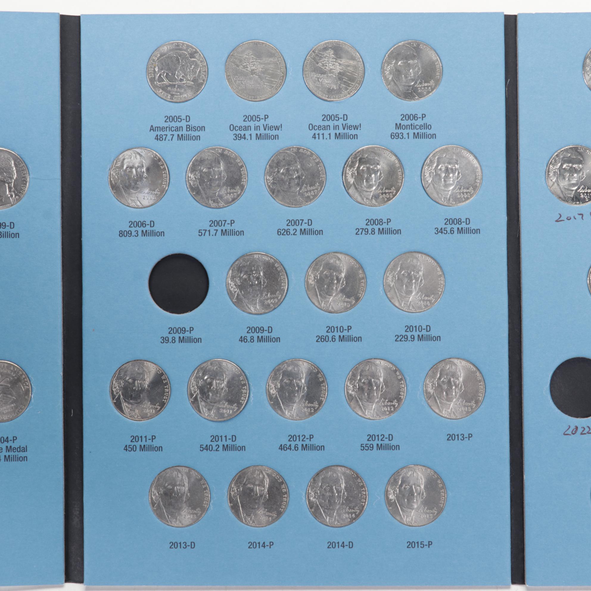 Collection of Jefferson Nickel Folders with Whitman Album