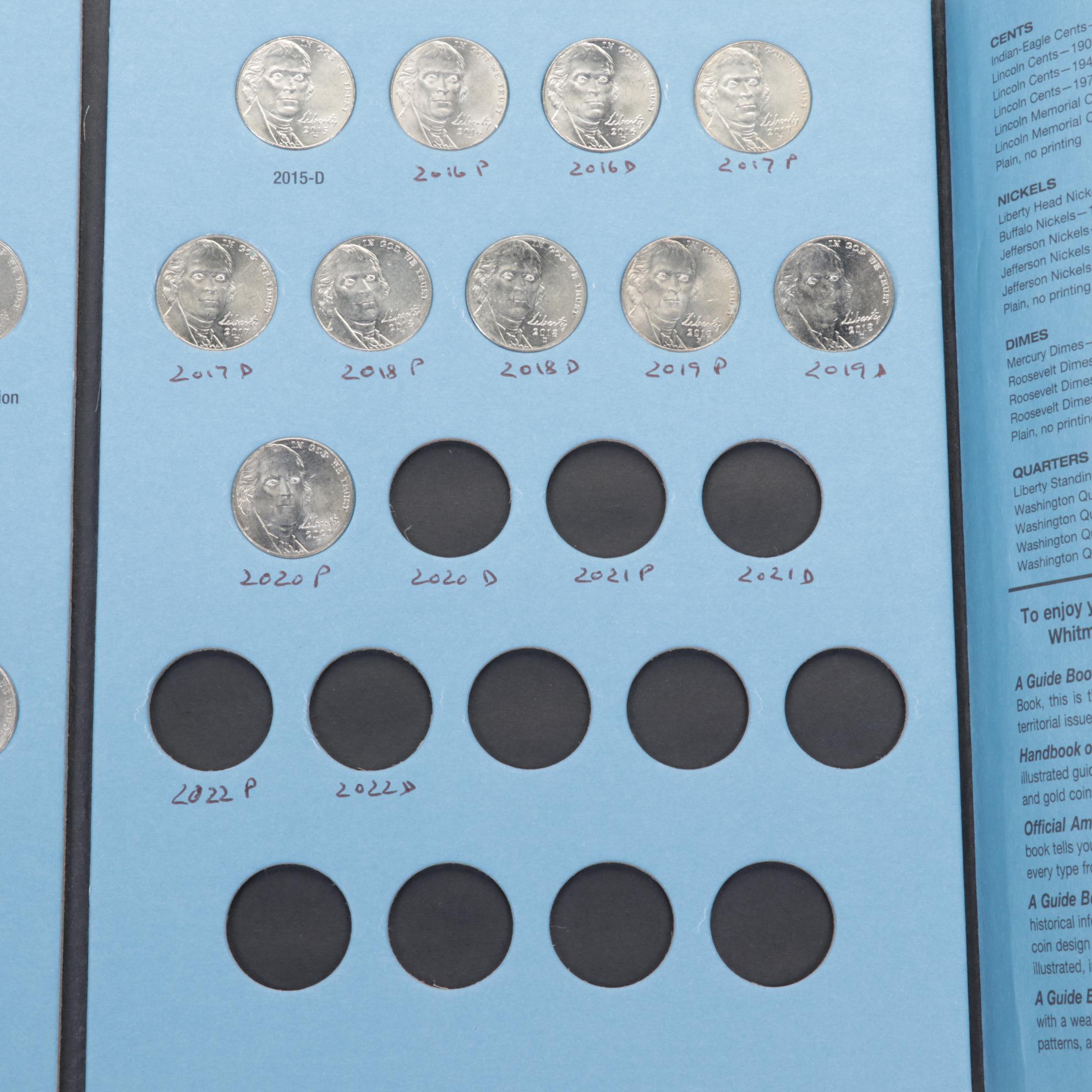 Collection of Jefferson Nickel Folders with Whitman Album