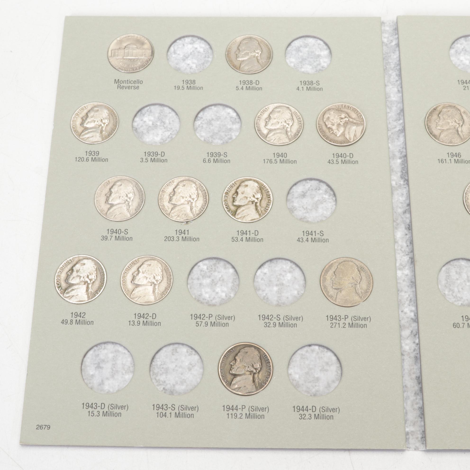 Collection of Jefferson Nickel Folders with Whitman Album