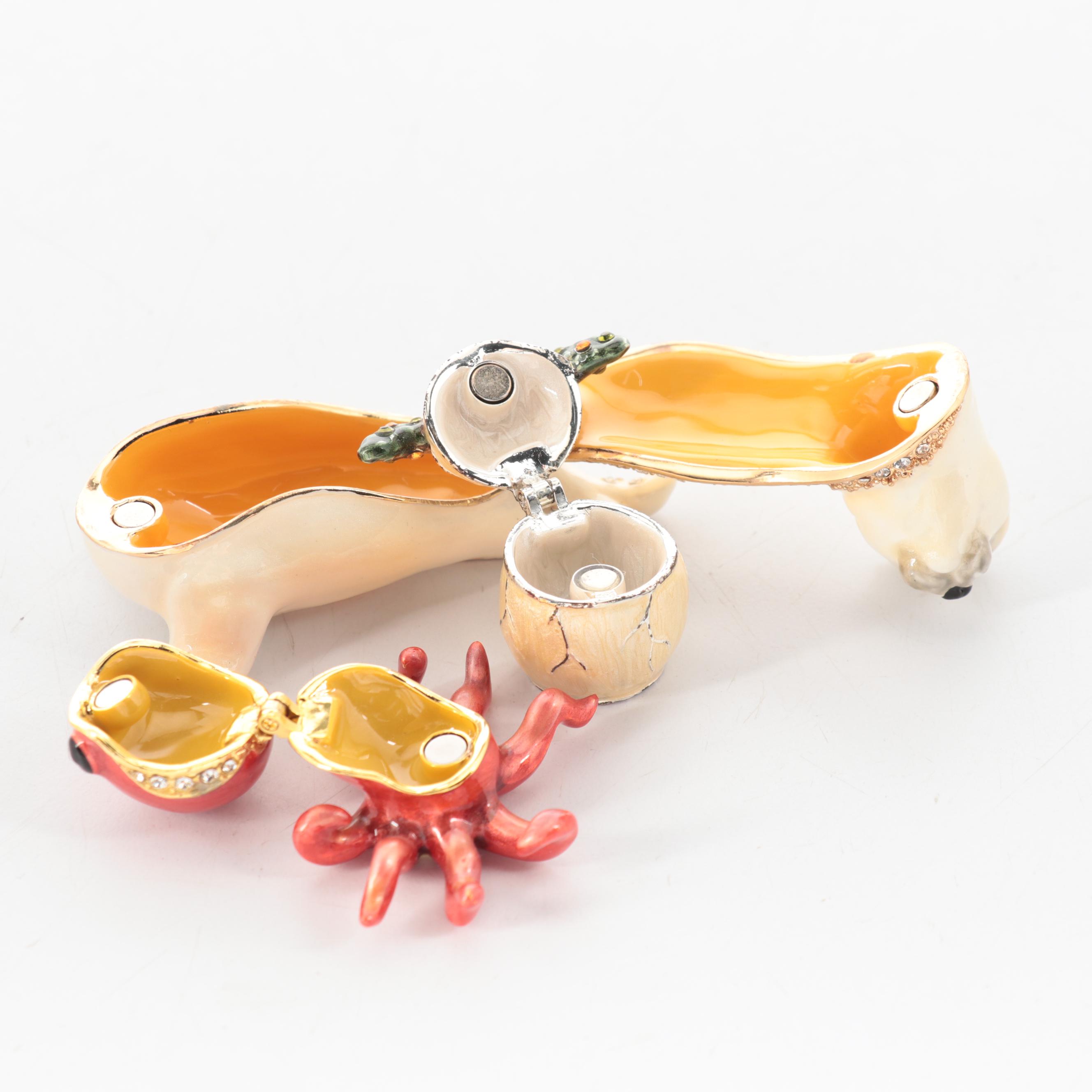 Jeweled and Enamel Animal Shaped Boxes