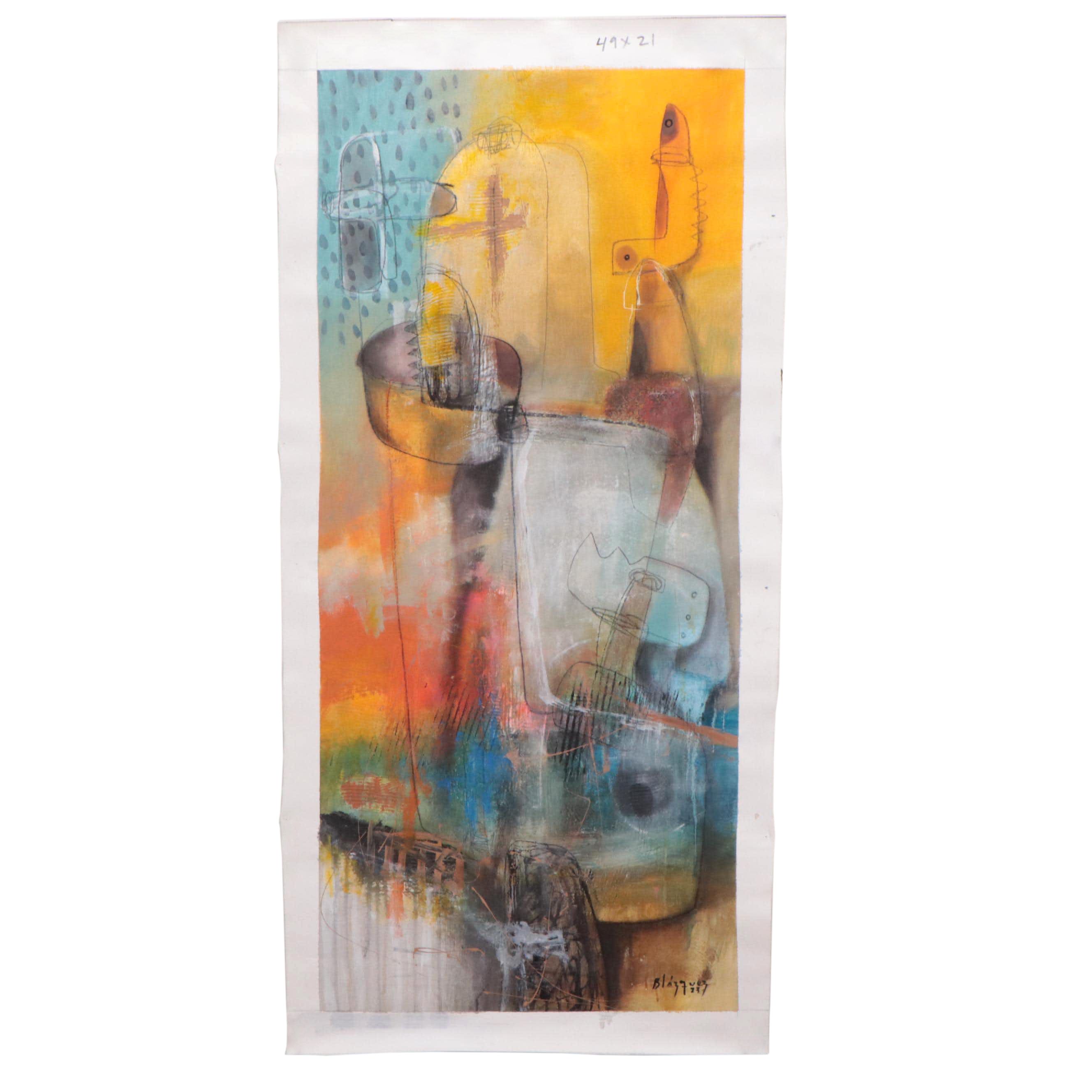 Michel Blázquez Abstract Mixed Media Painting "The Nature Awakens," 2023