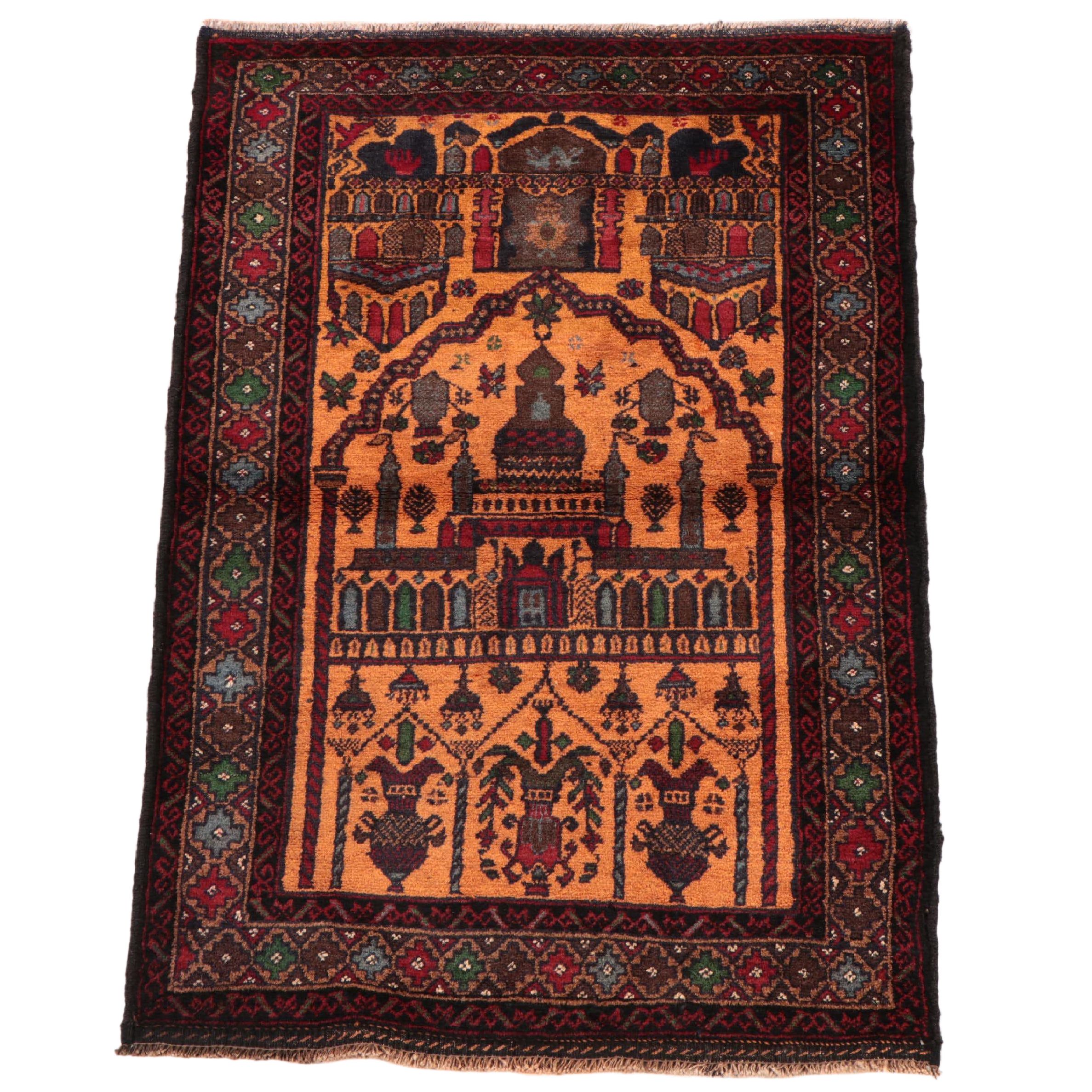 3' x 4'10 Hand-Knotted Afghan Baluch Prayer Rug