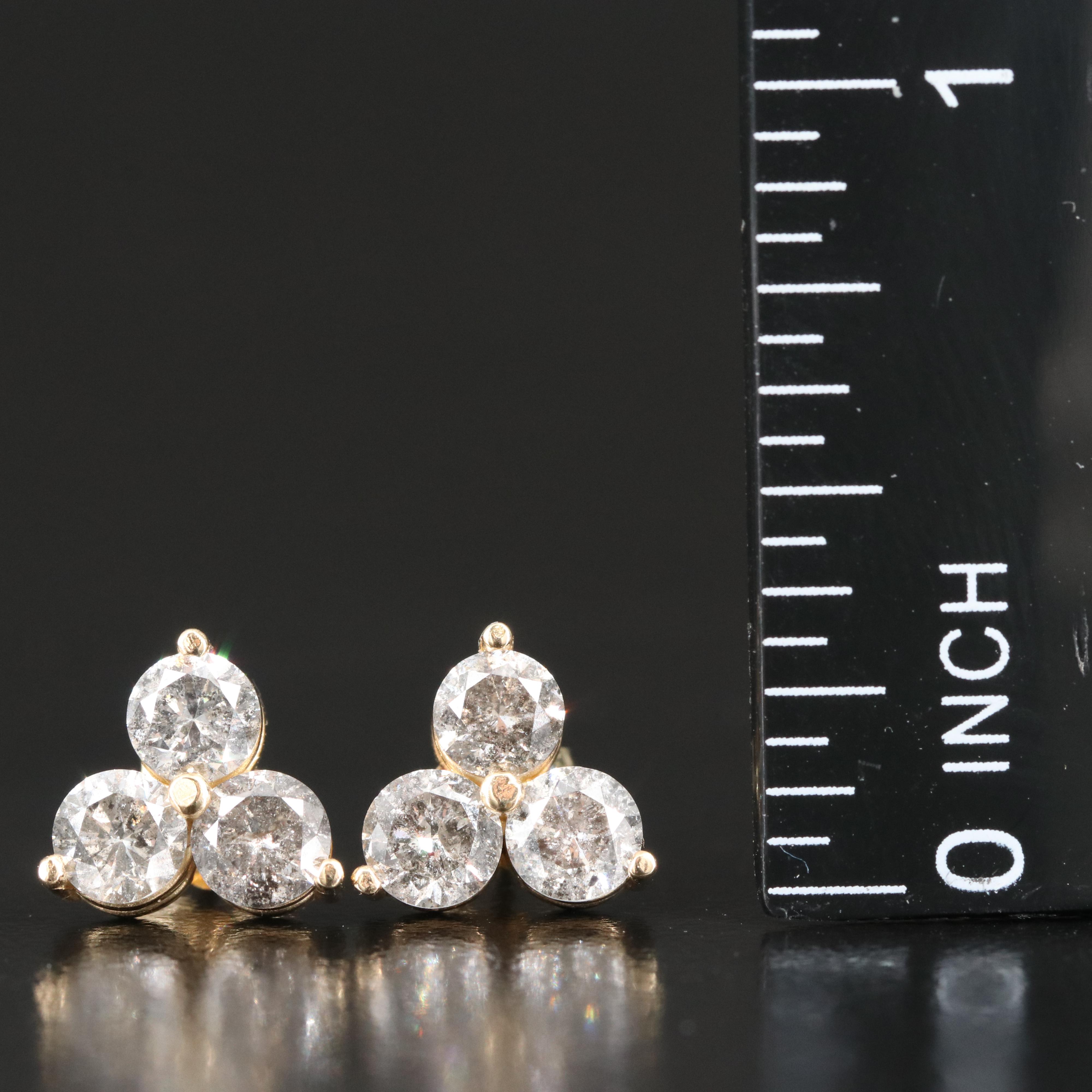14K 1.90 CTW Diamond Triple Earrings