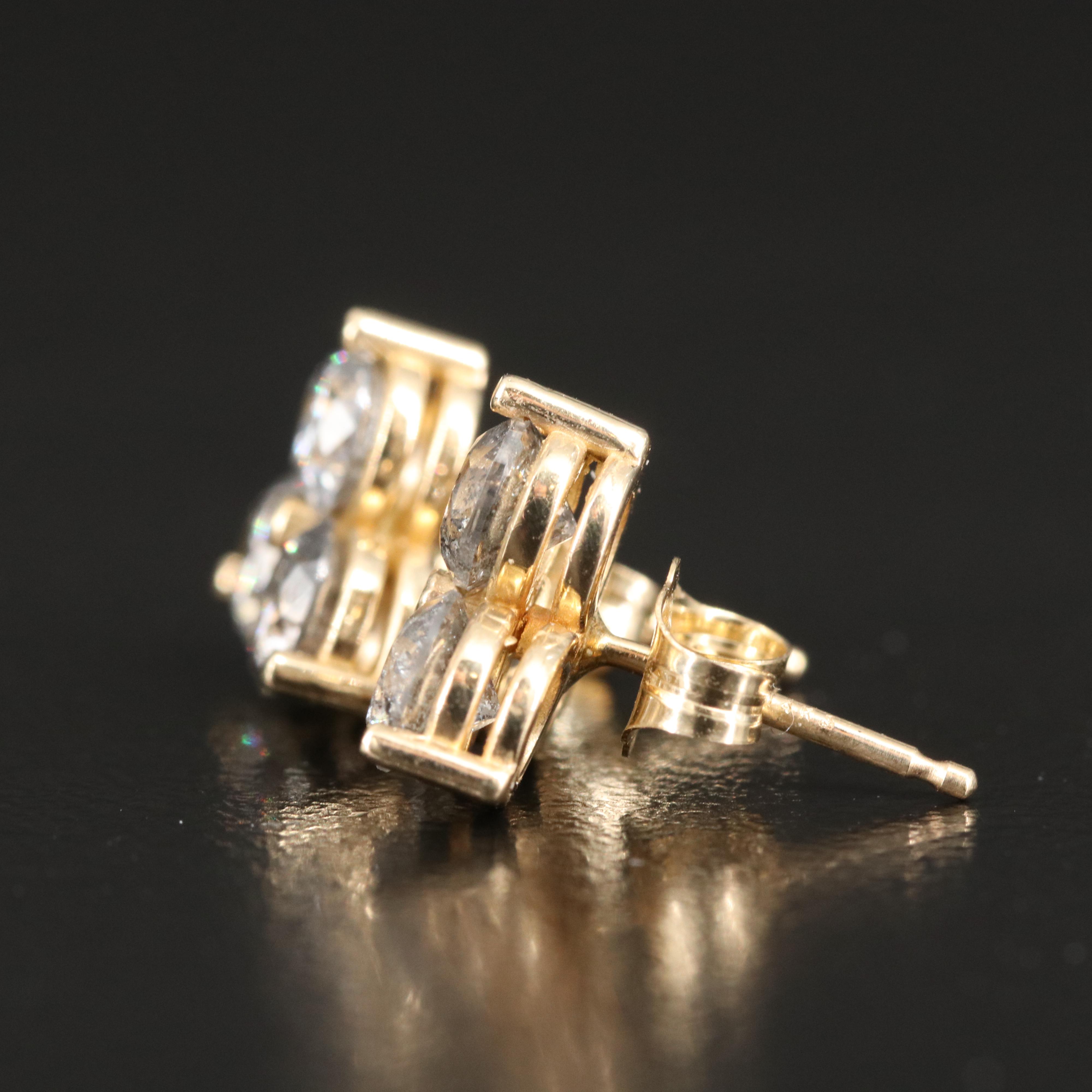 14K 1.90 CTW Diamond Triple Earrings