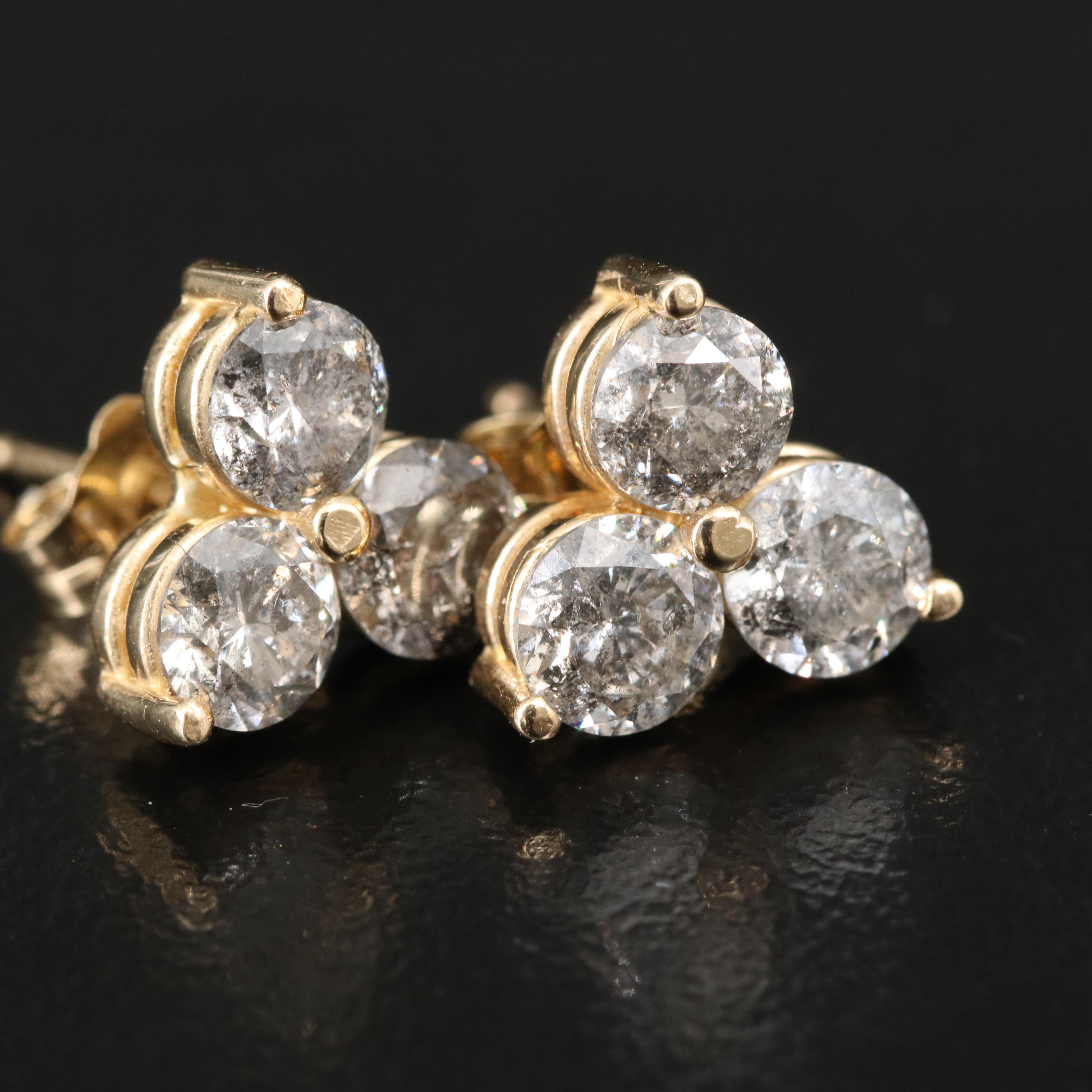 14K 1.90 CTW Diamond Triple Earrings