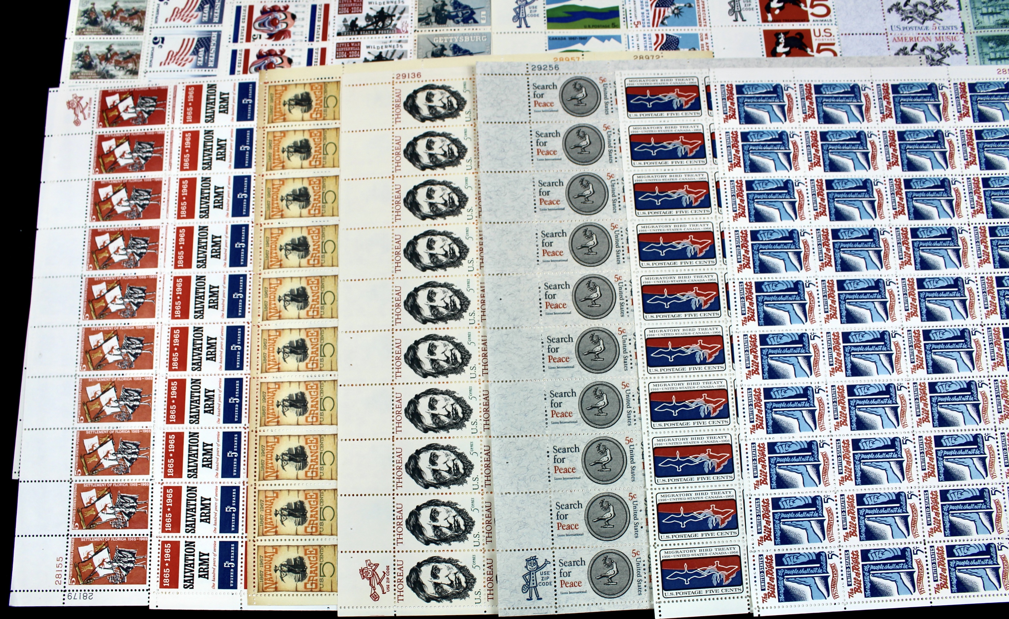 Forty-Seven Different U.S. 5-Cent Postage Stamp Sheets, 1950s-1960s