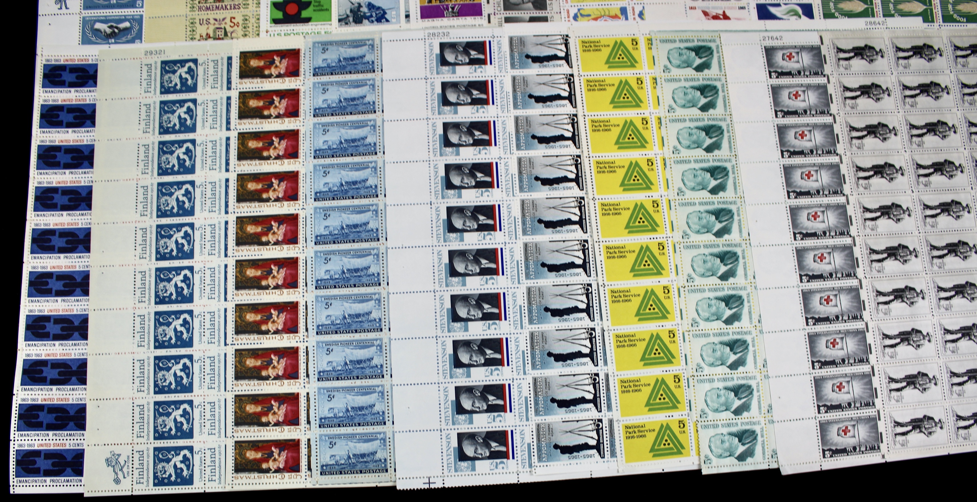 Forty-Seven Different U.S. 5-Cent Postage Stamp Sheets, 1950s-1960s