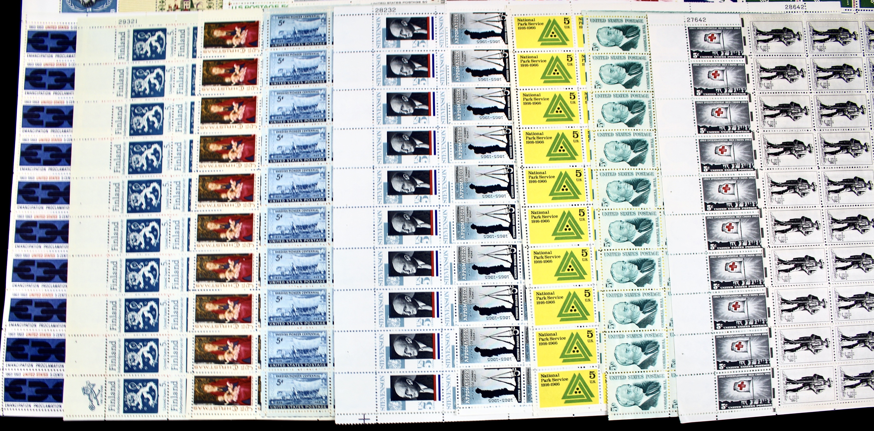 Forty-Seven Different U.S. 5-Cent Postage Stamp Sheets, 1950s-1960s
