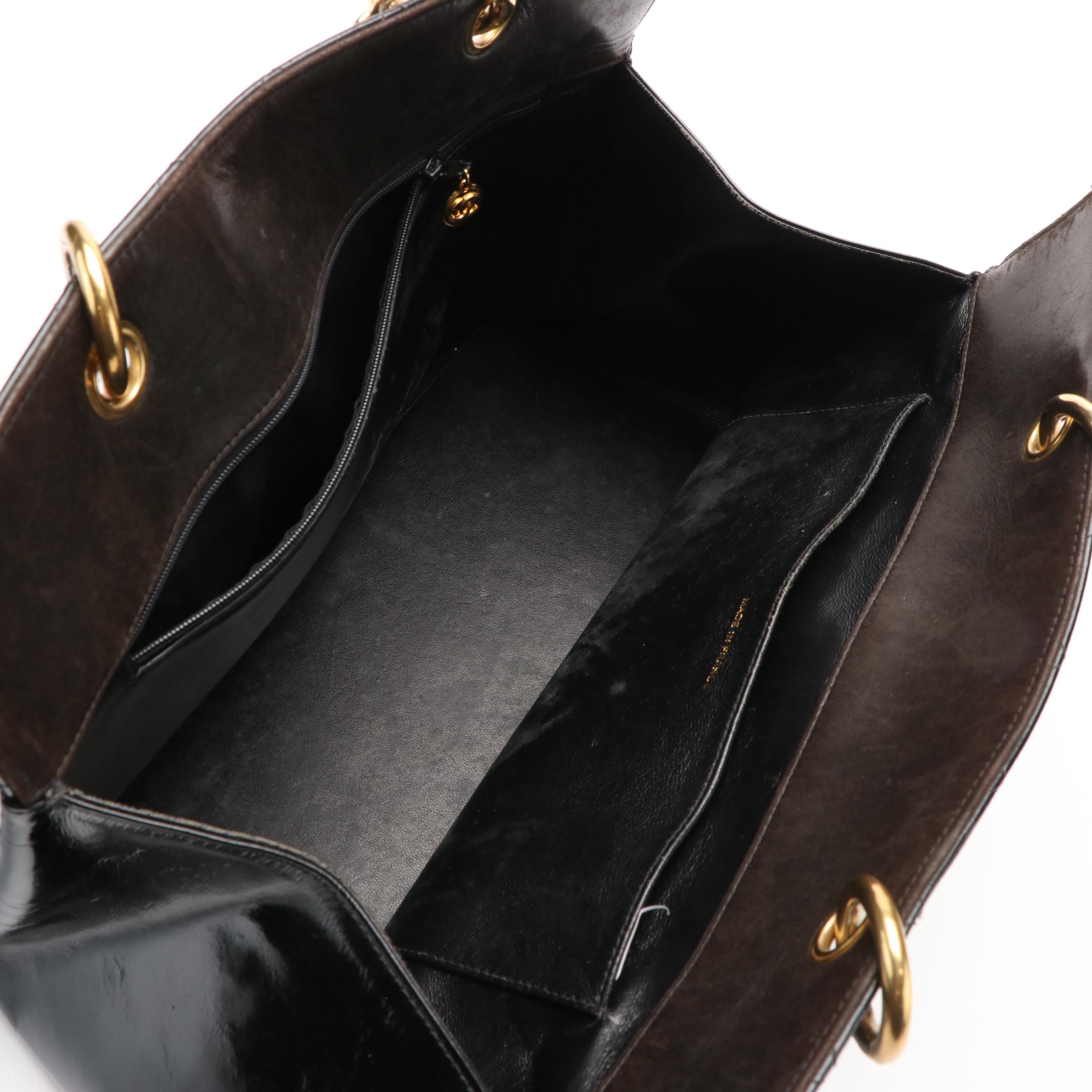 Chanel CC Chain Strap Tote Bag in Black Matelassé Patent Leather