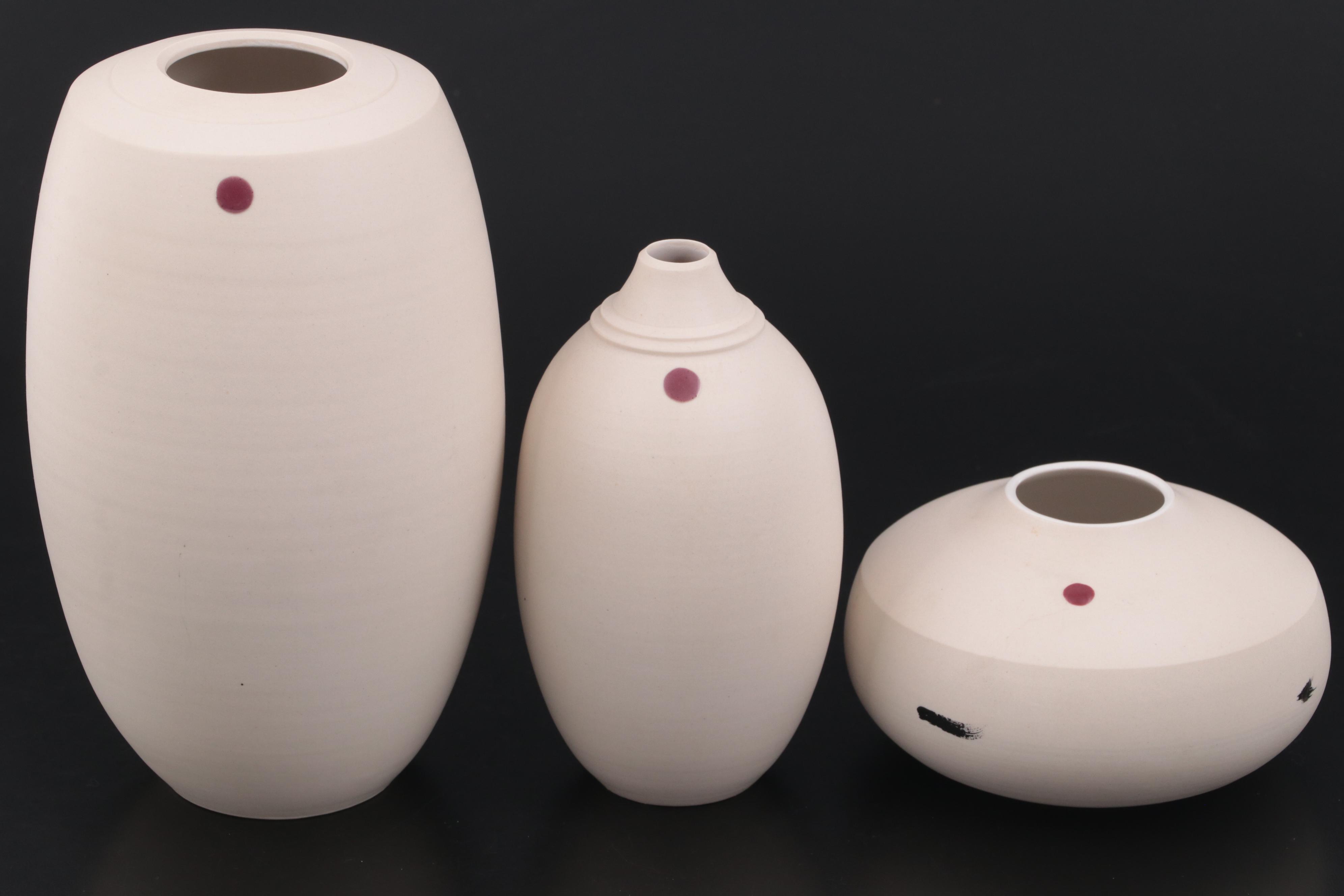 J.L. Barker Ceramic Bisque Wheel Thrown Vases, 1996