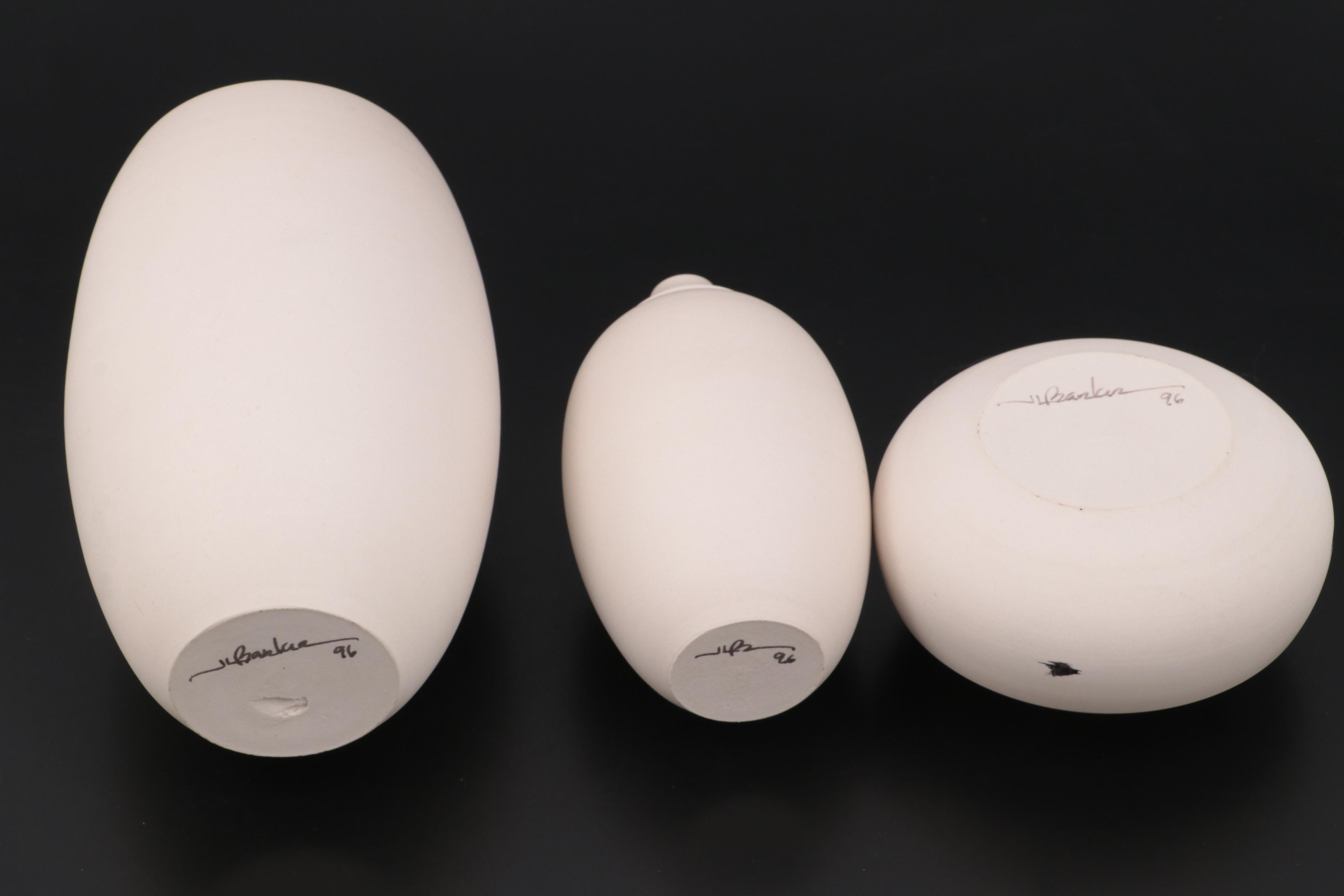 J.L. Barker Ceramic Bisque Wheel Thrown Vases, 1996