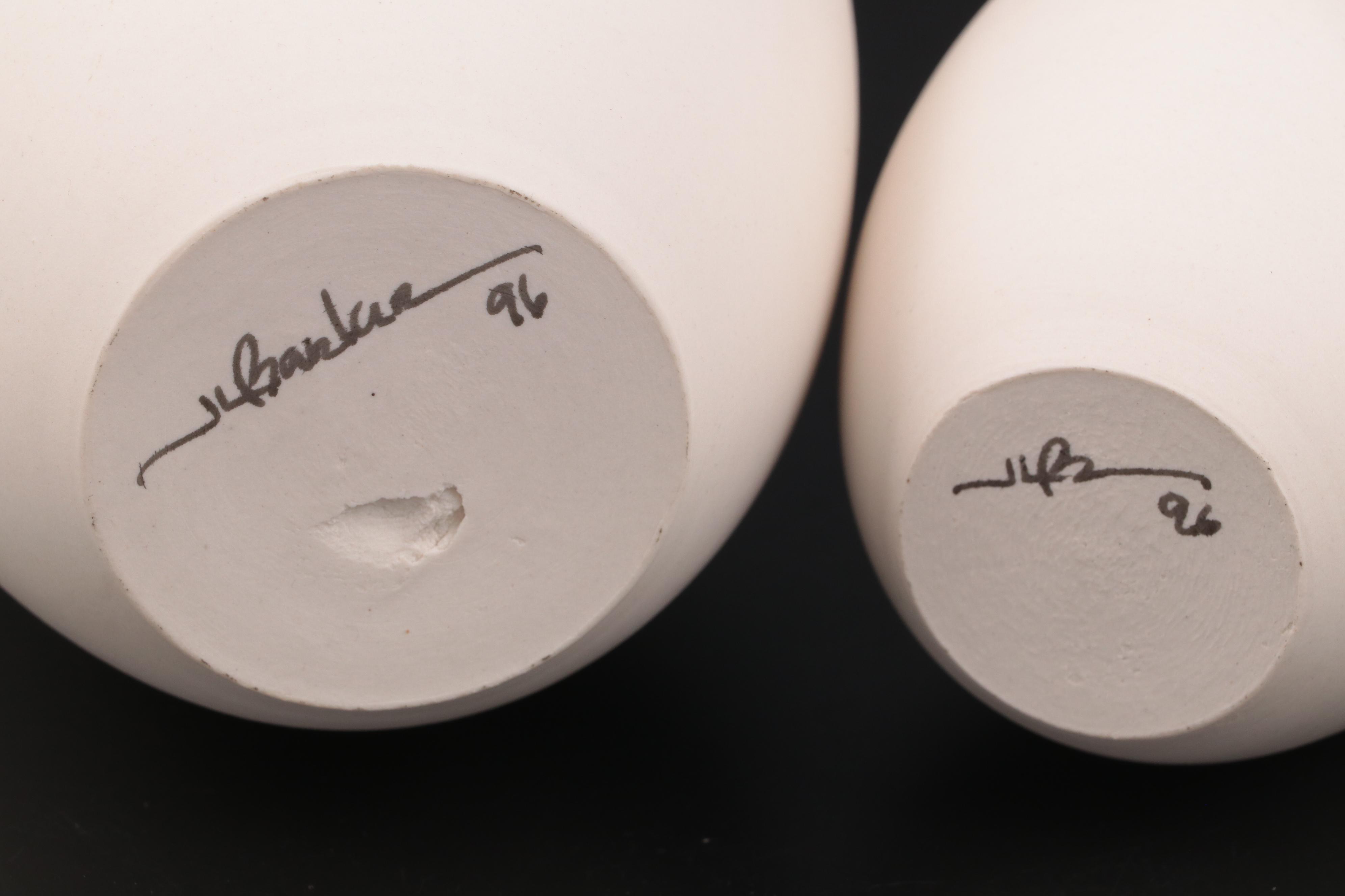 J.L. Barker Ceramic Bisque Wheel Thrown Vases, 1996