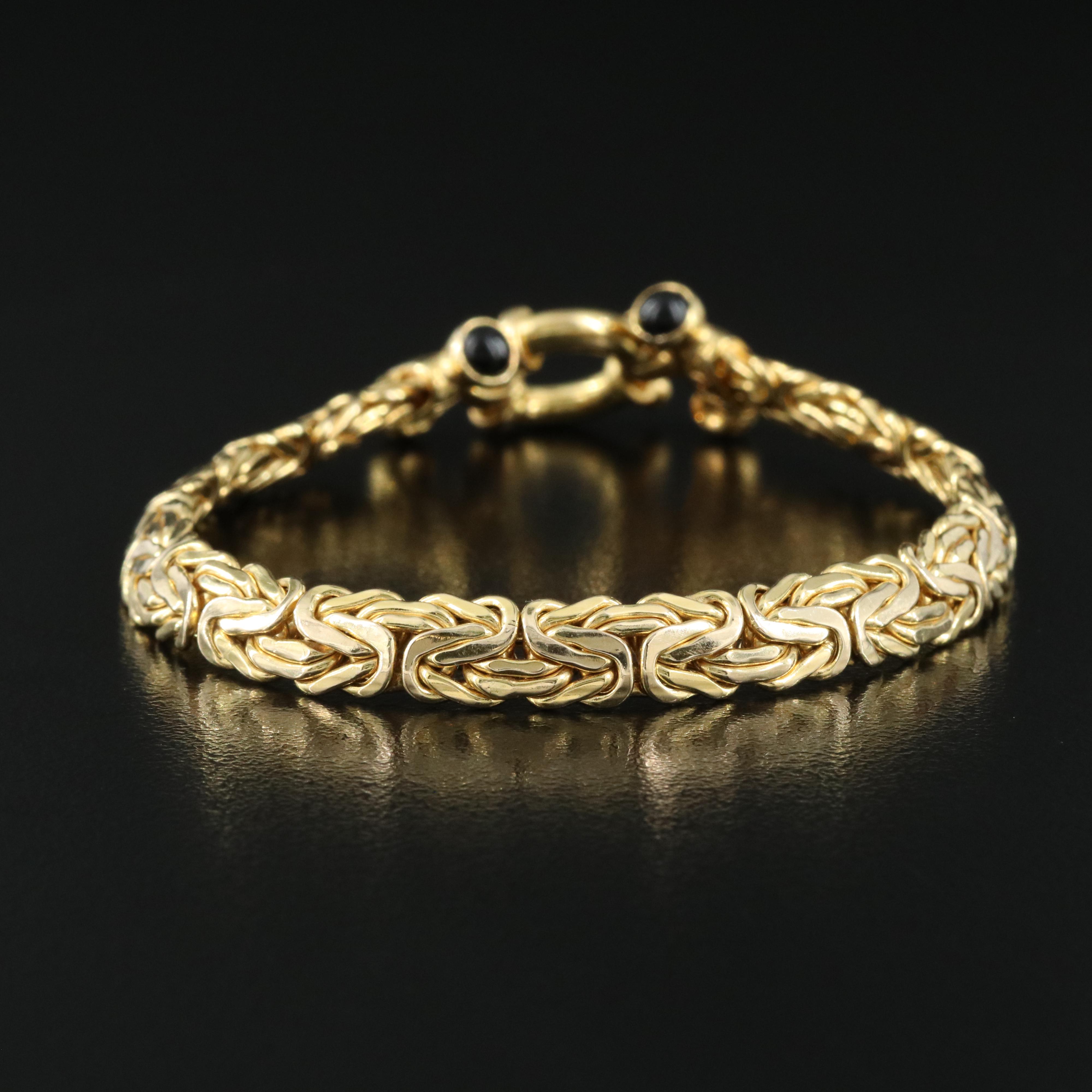 14K Byzantine Bracelet with Black Onyx Accent