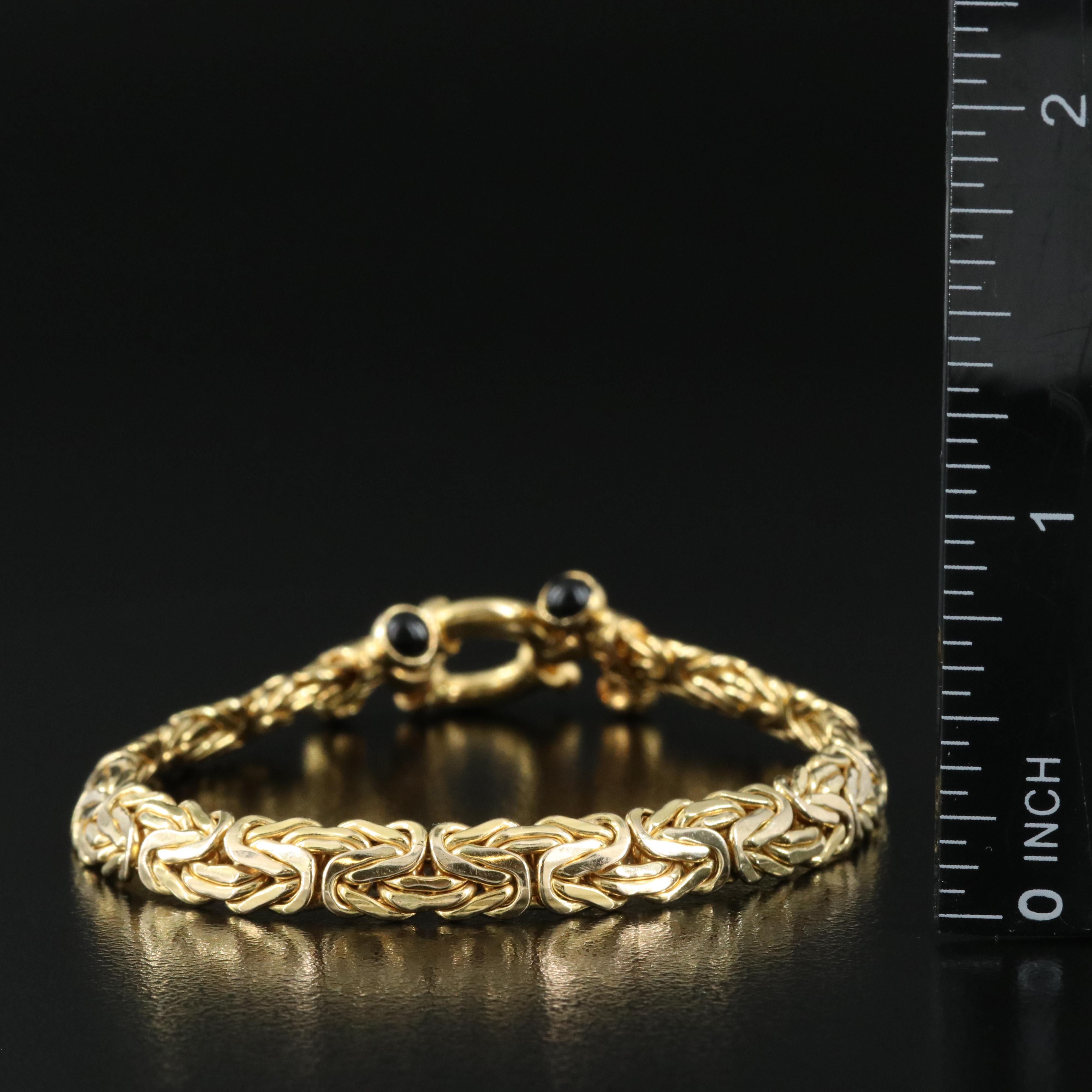 14K Byzantine Bracelet with Black Onyx Accent