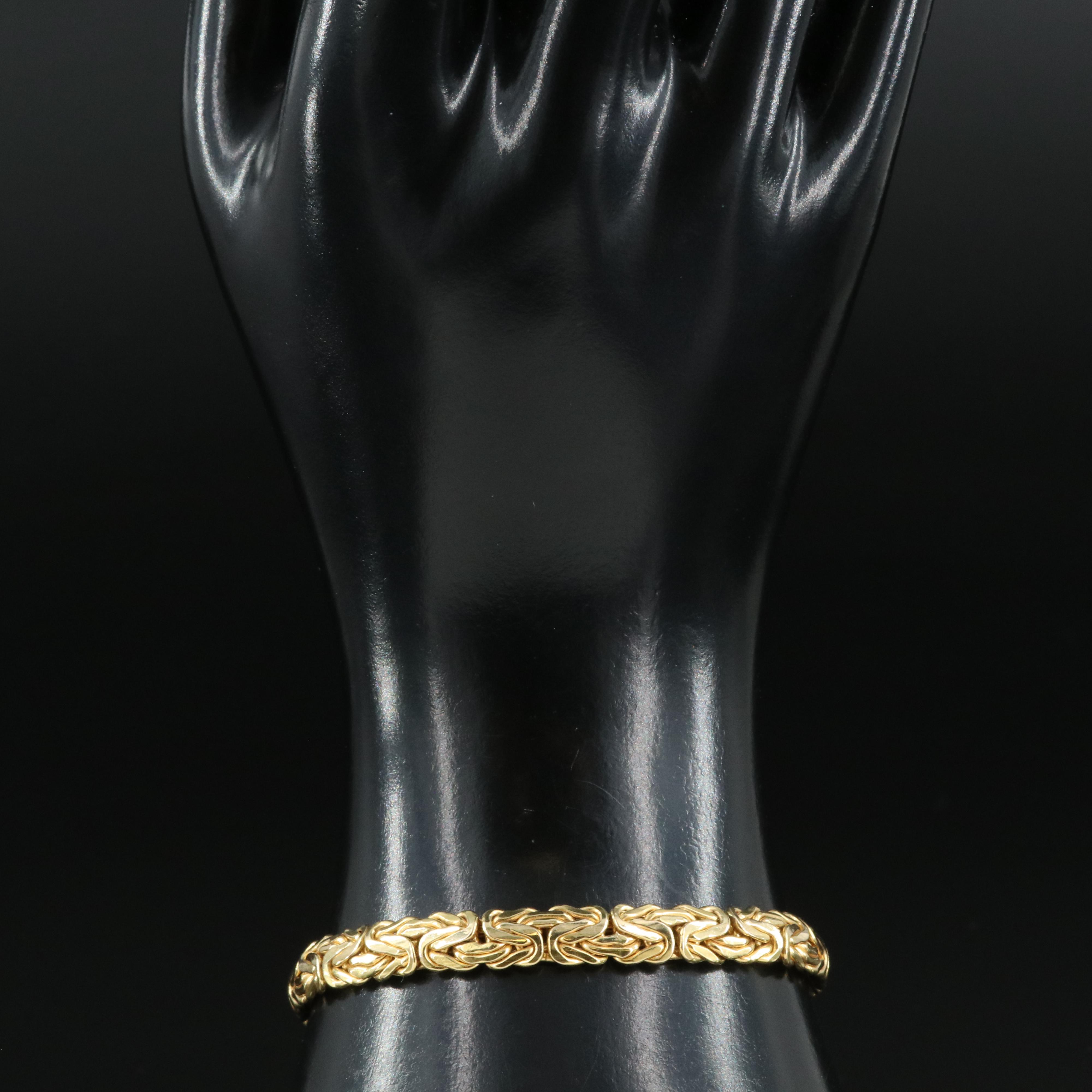 14K Byzantine Bracelet with Black Onyx Accent