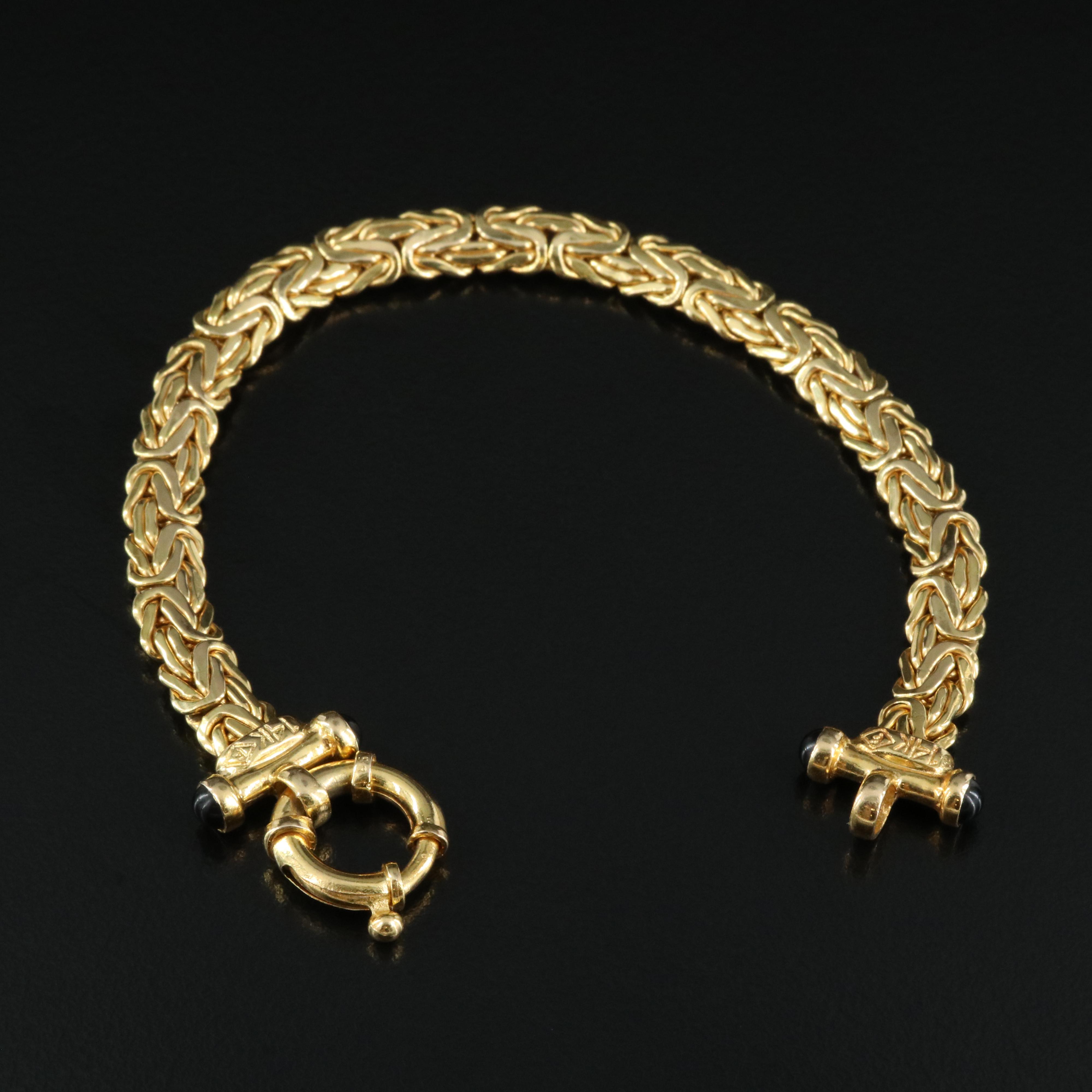 14K Byzantine Bracelet with Black Onyx Accent