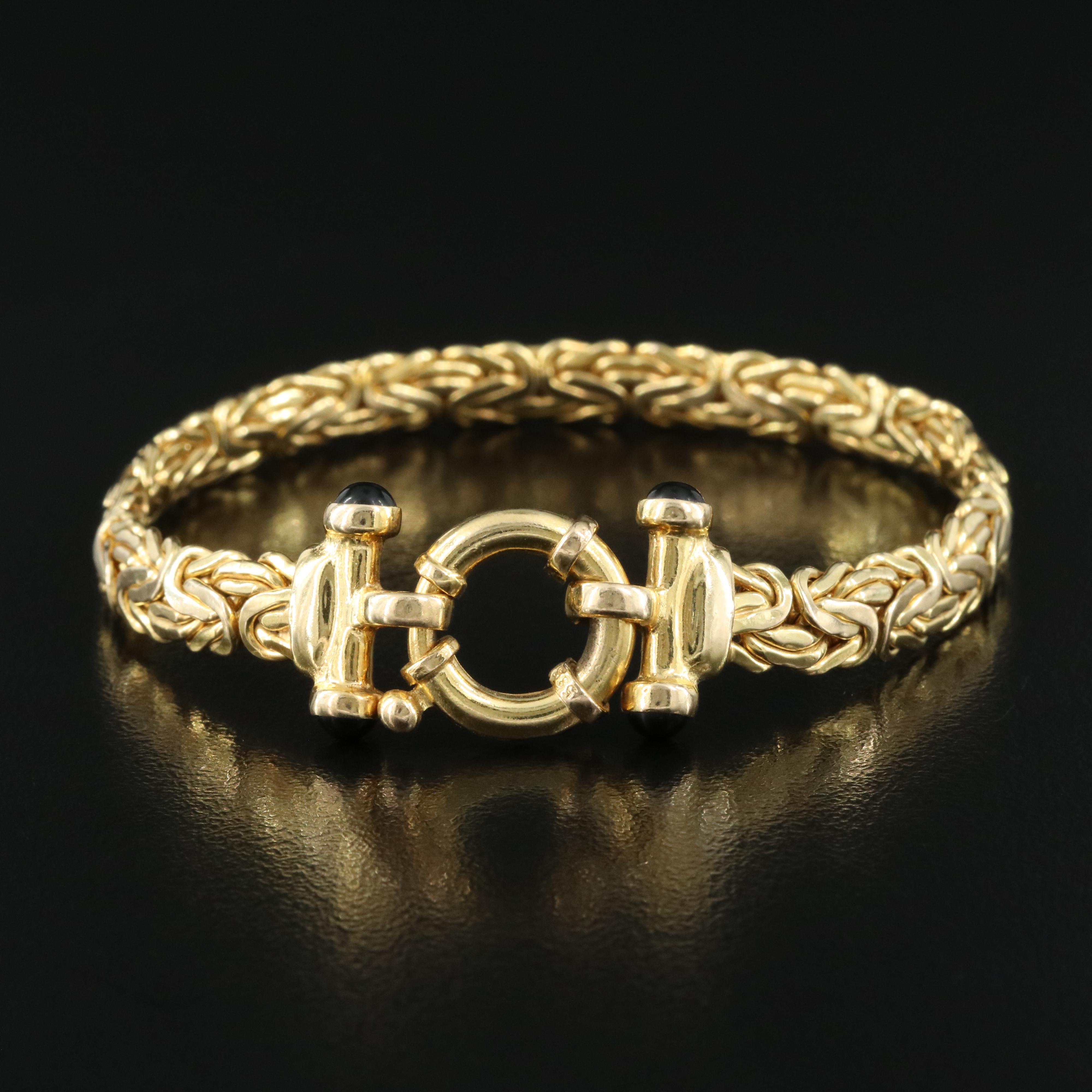 14K Byzantine Bracelet with Black Onyx Accent