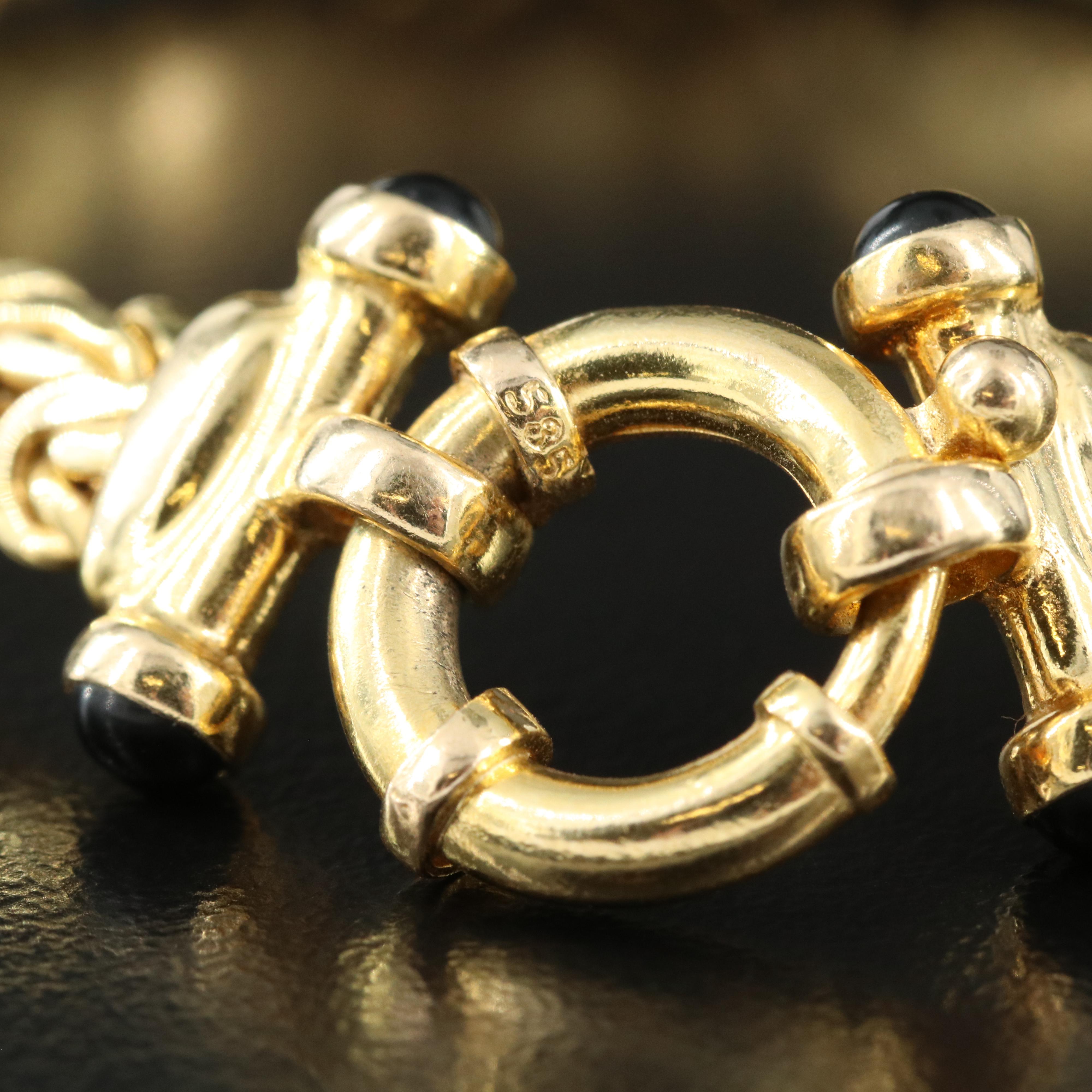 14K Byzantine Bracelet with Black Onyx Accent