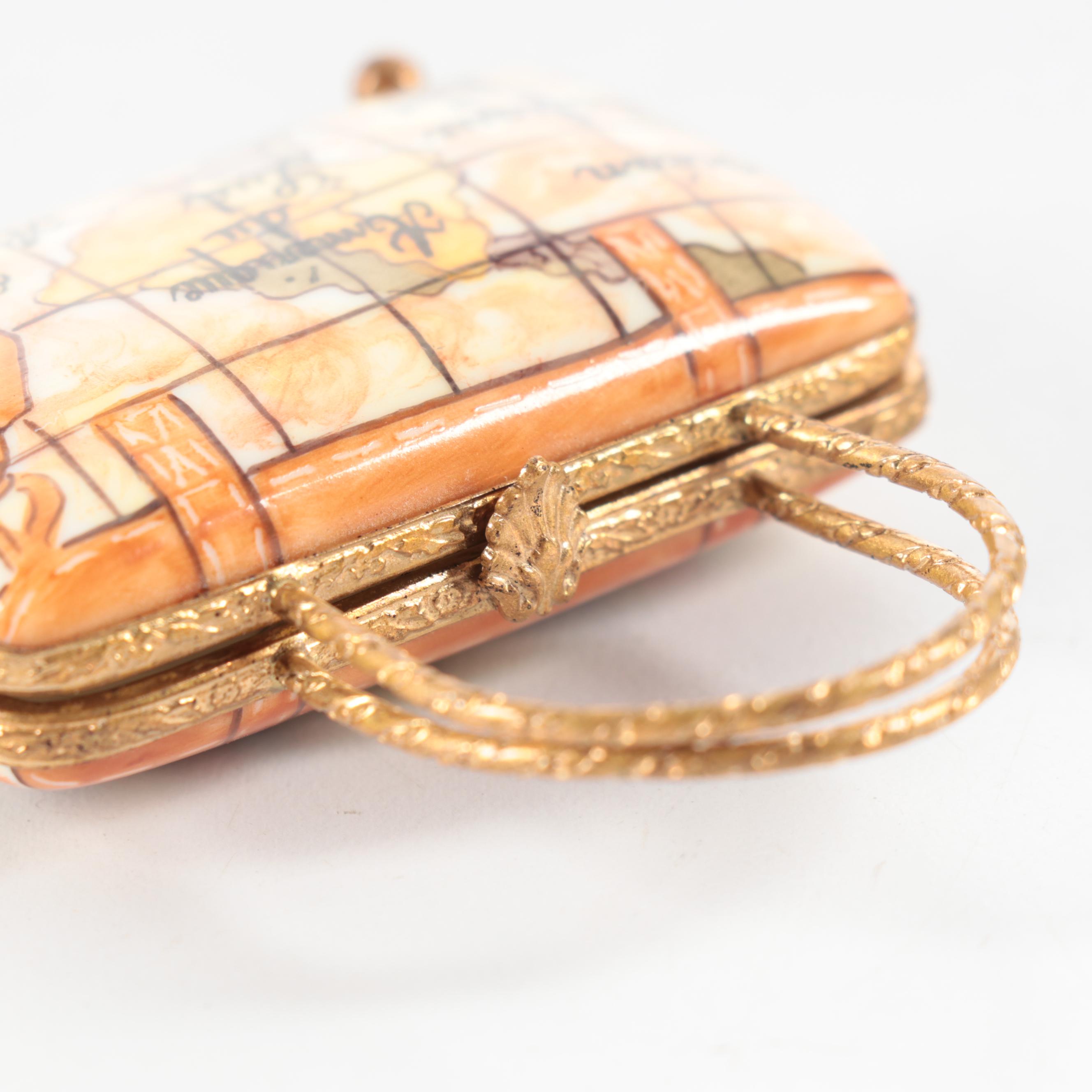 Travel Motif Luggage, Passport and Eiffel Tower Motif Limoges Boxes