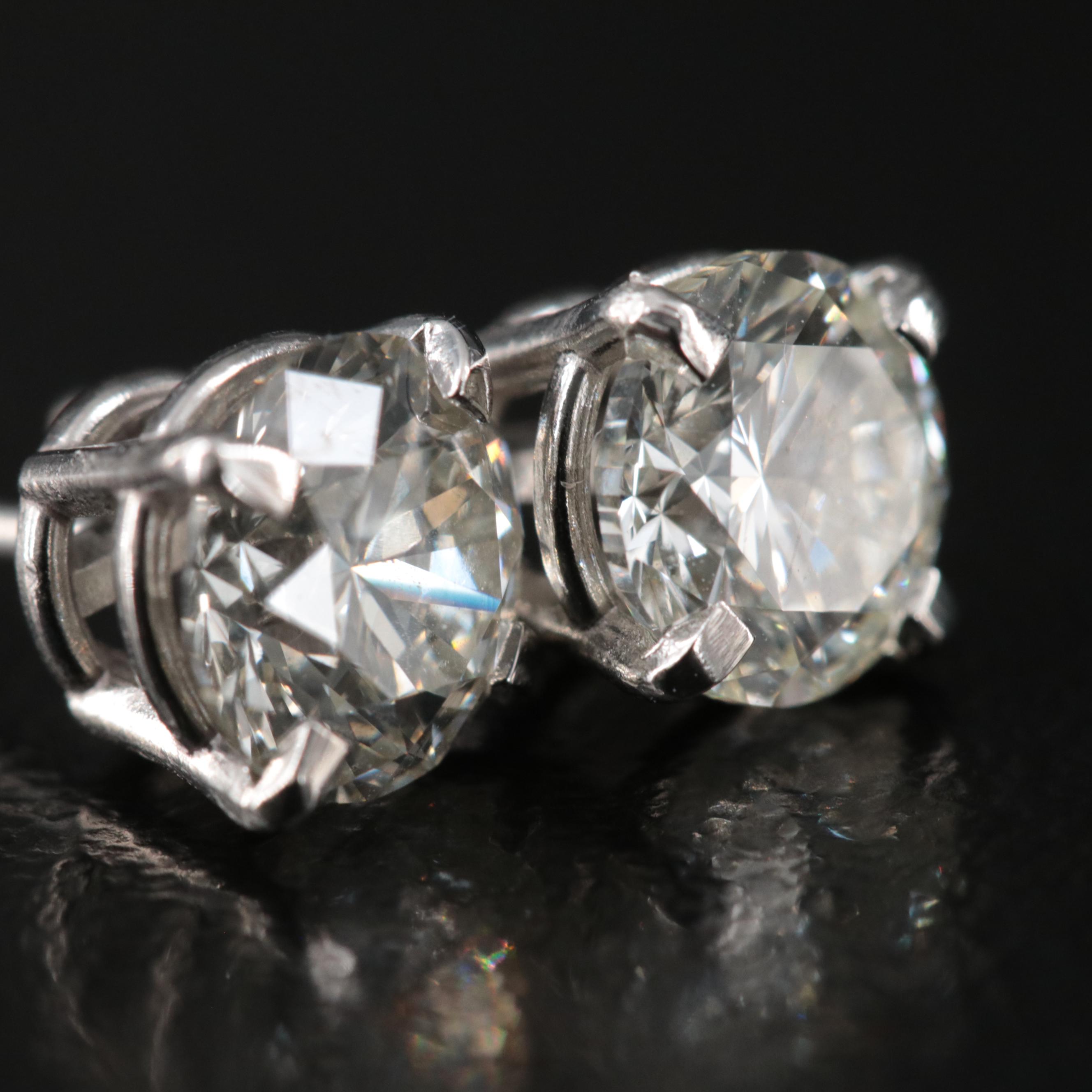 Platinum 2.01 CTW Diamond Stud Earrings with GIA eReports
