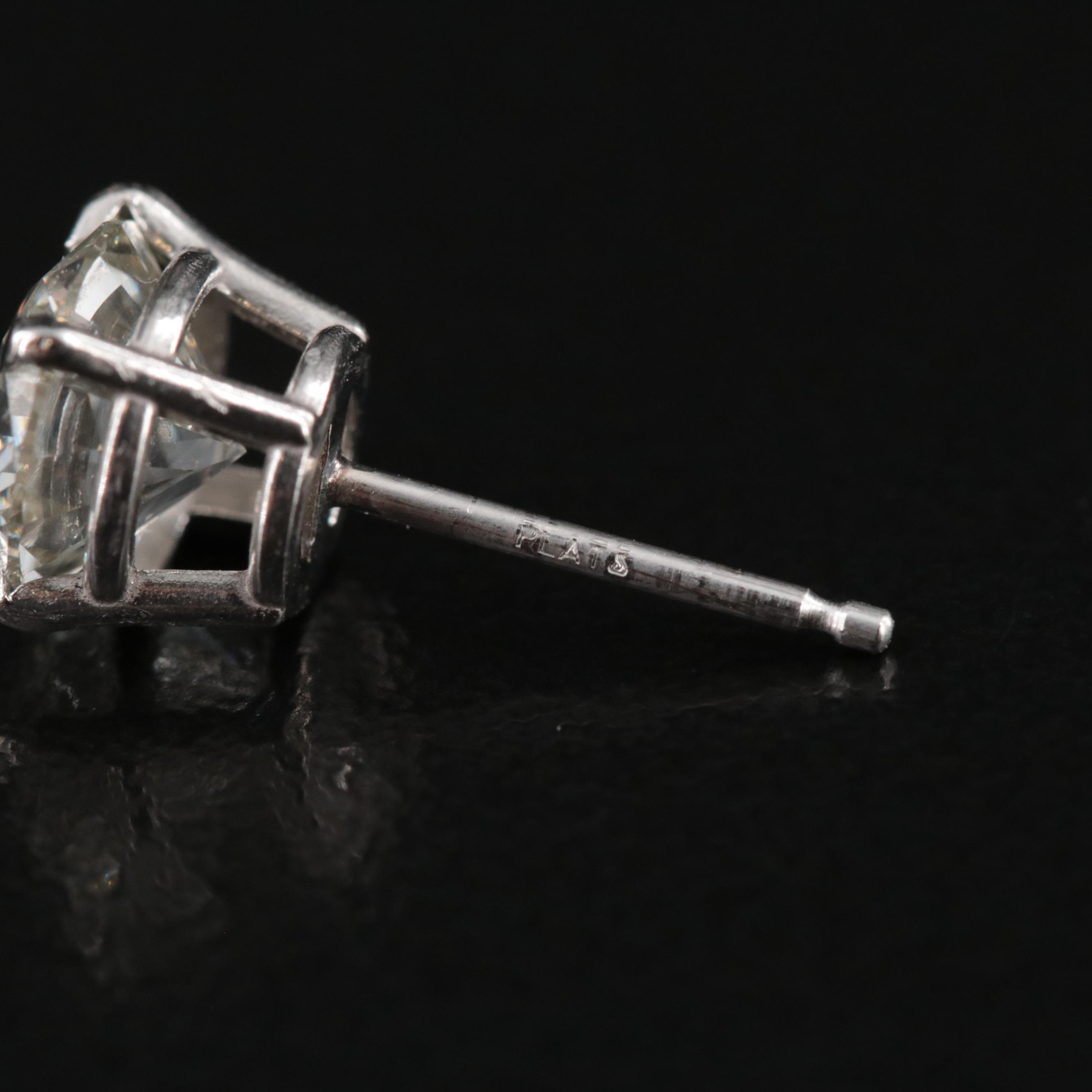 Platinum 2.01 CTW Diamond Stud Earrings with GIA eReports