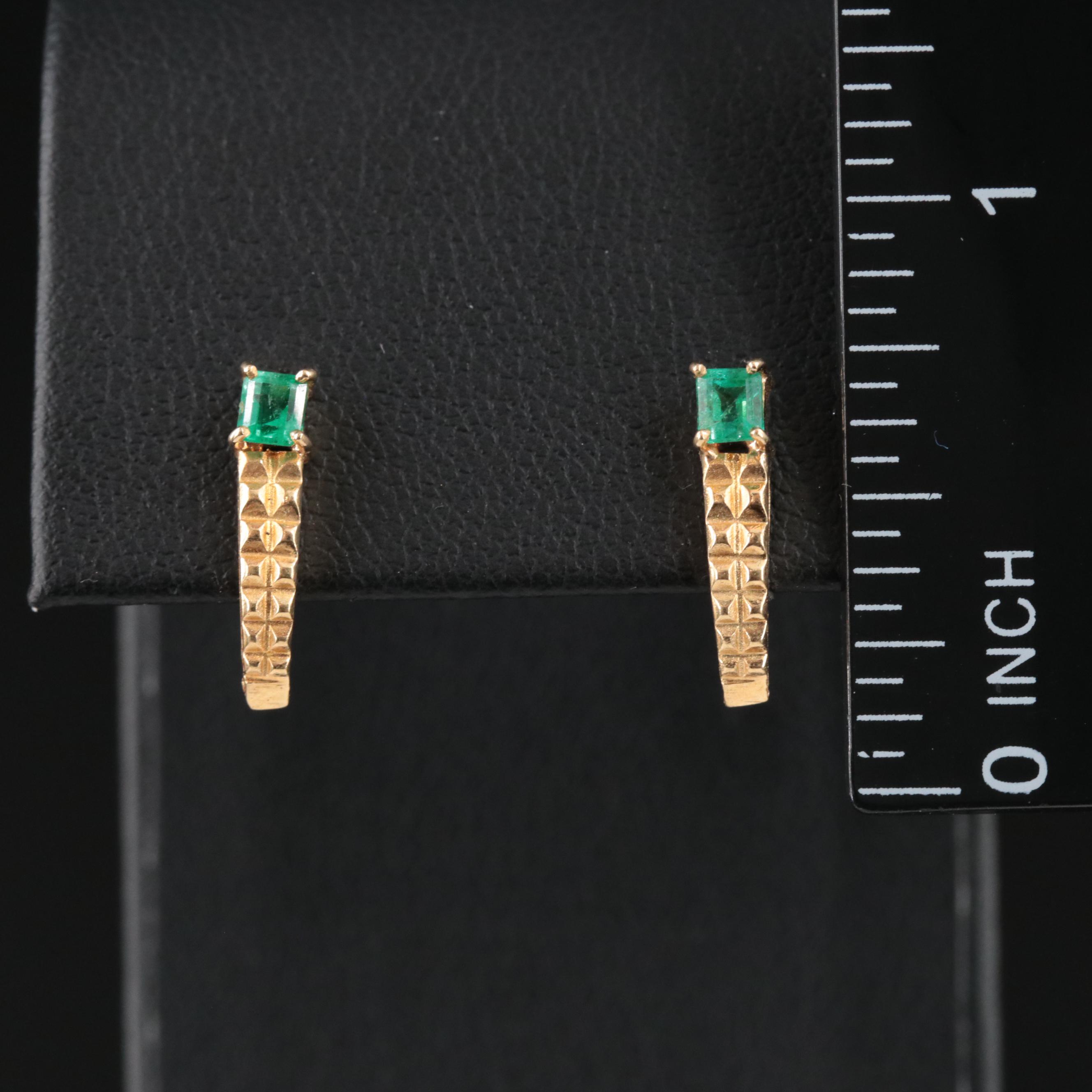 18K Emerald J-Hoop Earrings