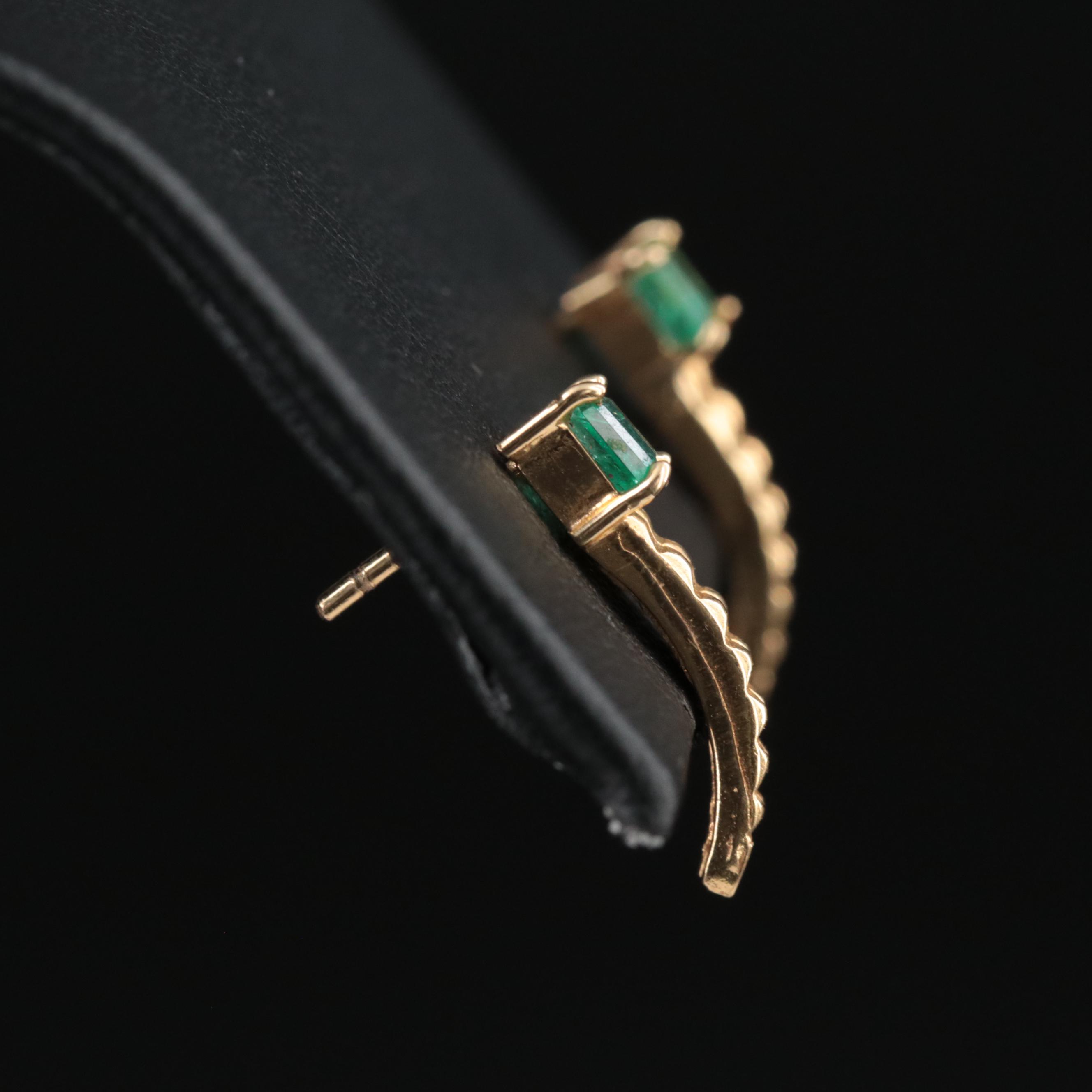 18K Emerald J-Hoop Earrings