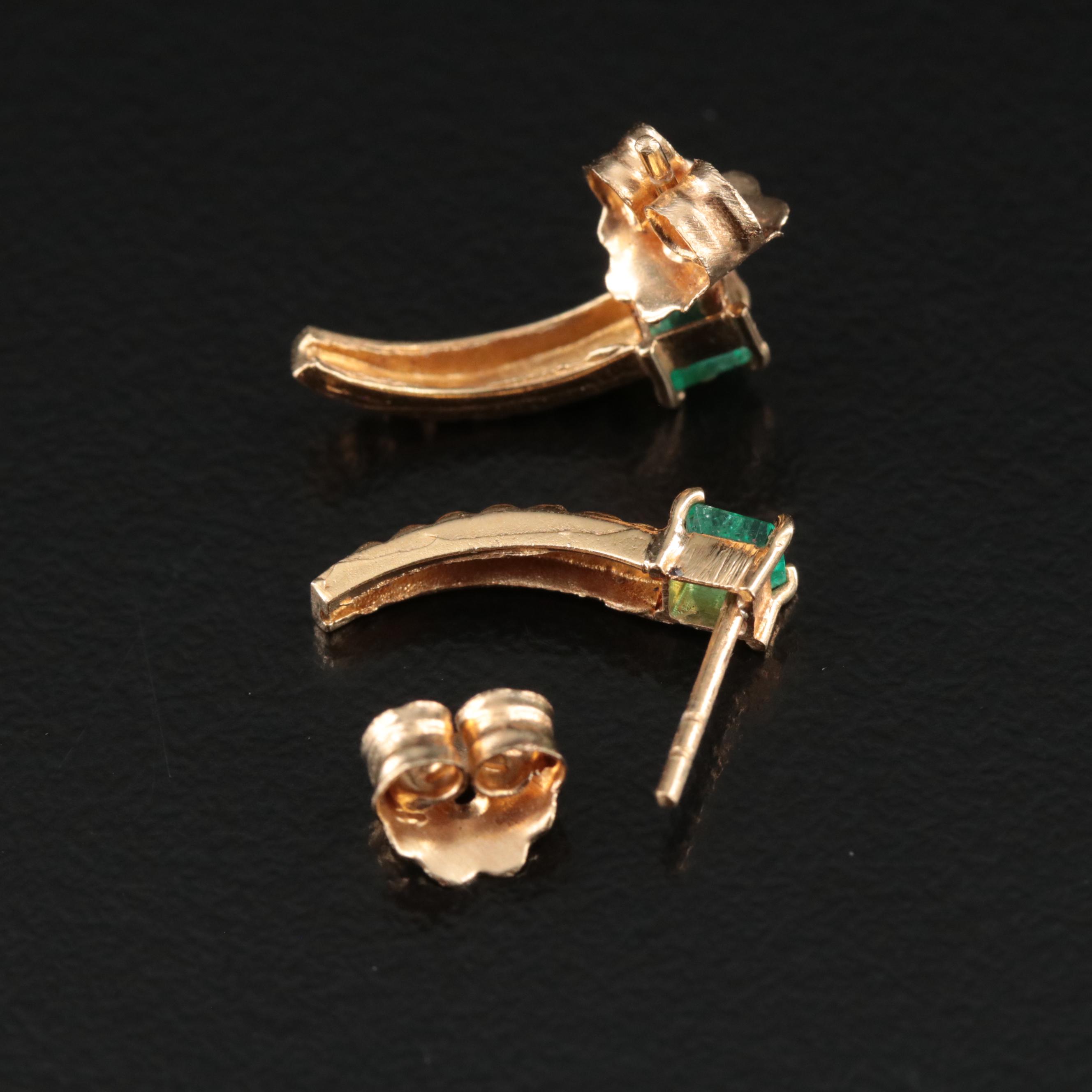 18K Emerald J-Hoop Earrings