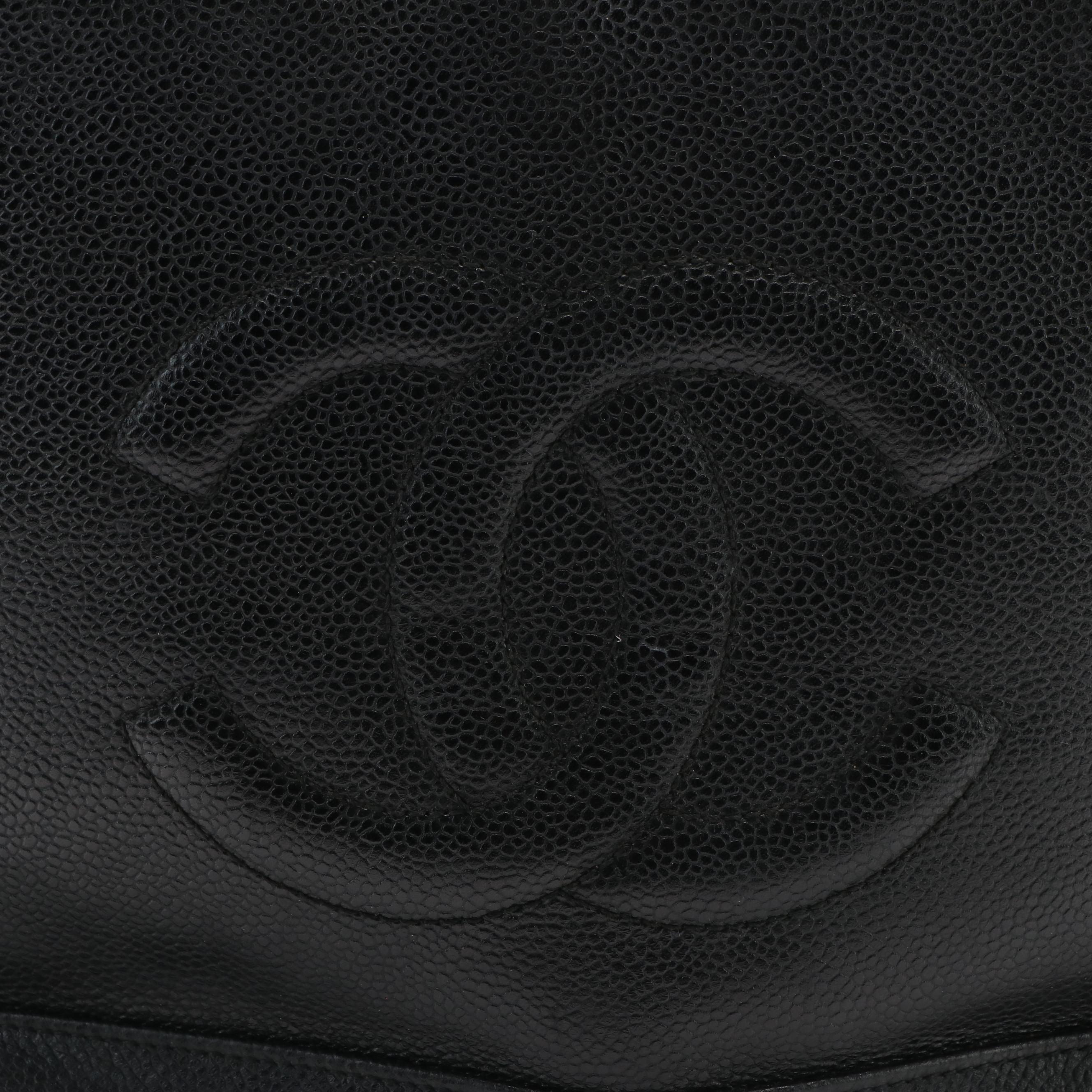 Chanel CC Black Cavier Leather Chain Tote Bag