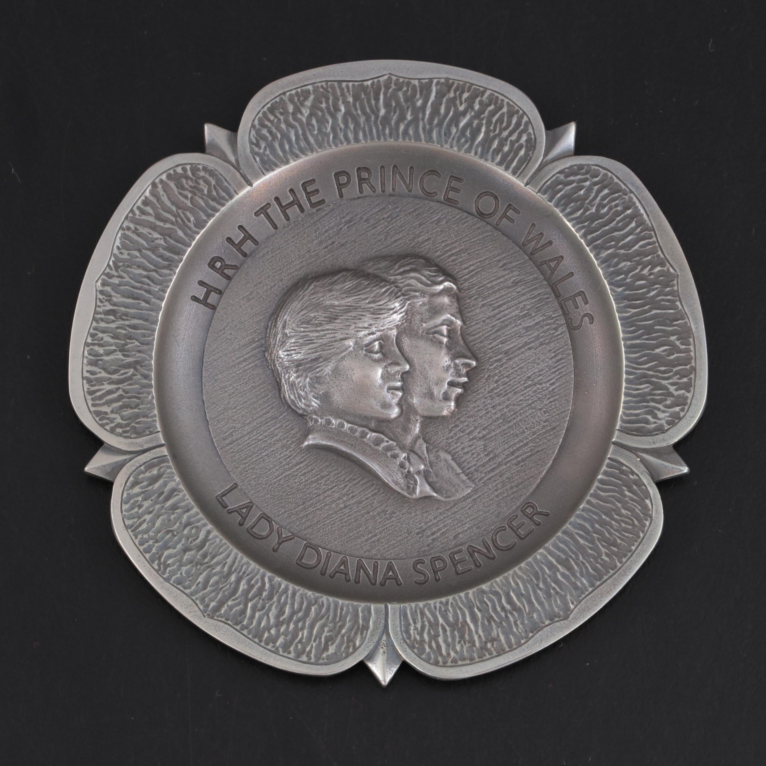 Crown & Rose Cast Pewter Charles and Diana Commemorative Wedding Medallion