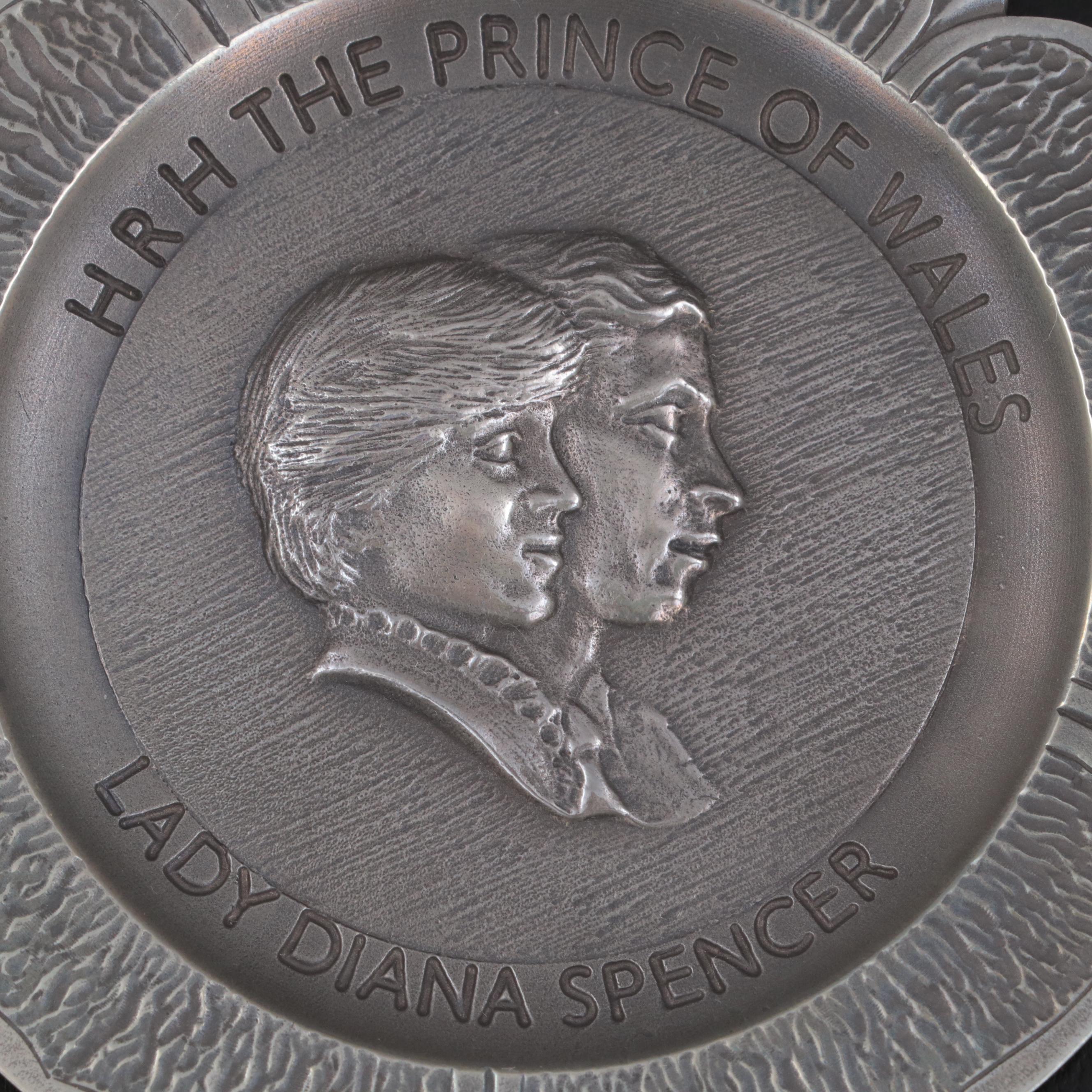 Crown & Rose Cast Pewter Charles and Diana Commemorative Wedding Medallion