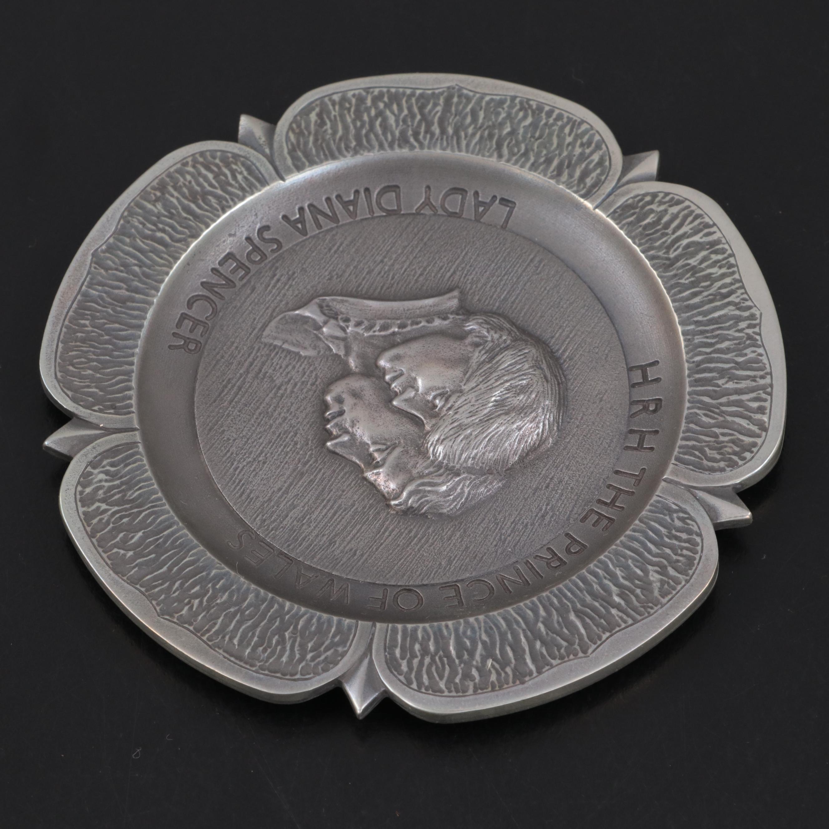 Crown & Rose Cast Pewter Charles and Diana Commemorative Wedding Medallion