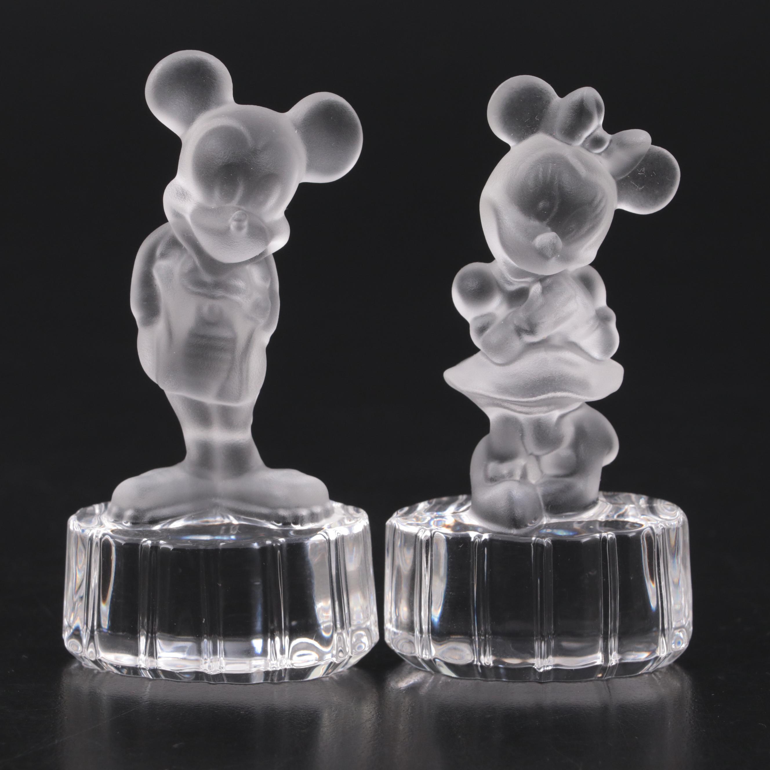 Goebel for Disney Mickey and Minnie Mouse Crystal Figurines