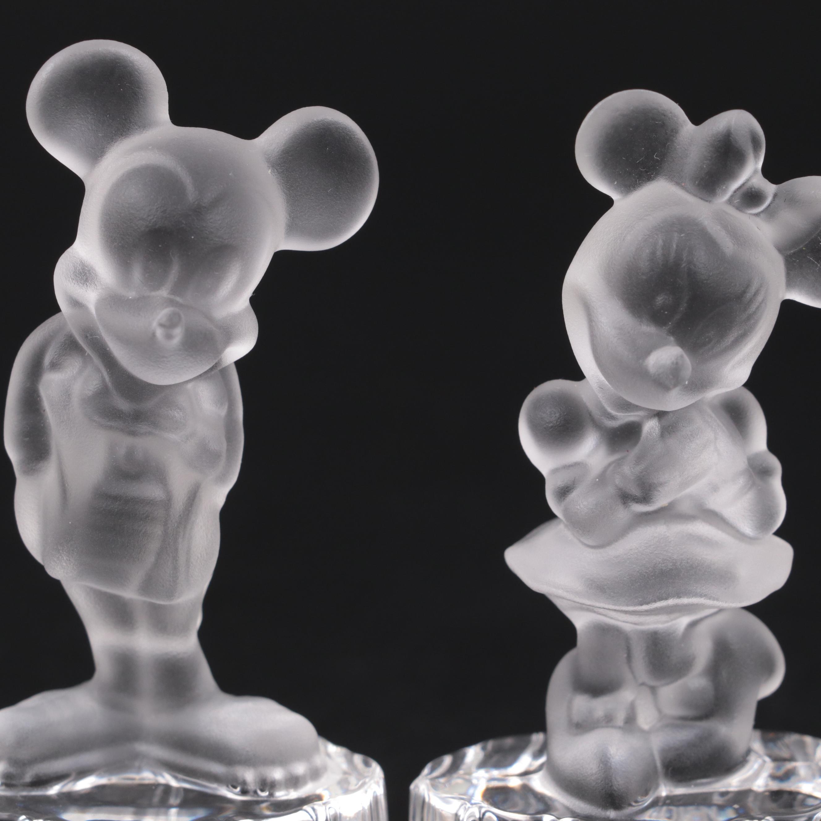Goebel for Disney Mickey and Minnie Mouse Crystal Figurines